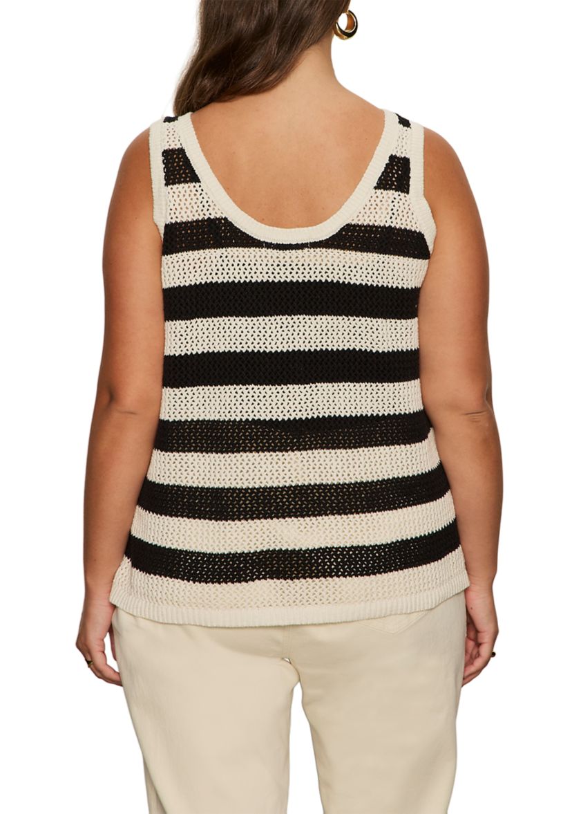 Plus Size Sleeveless Mesh Stitch Shell Top