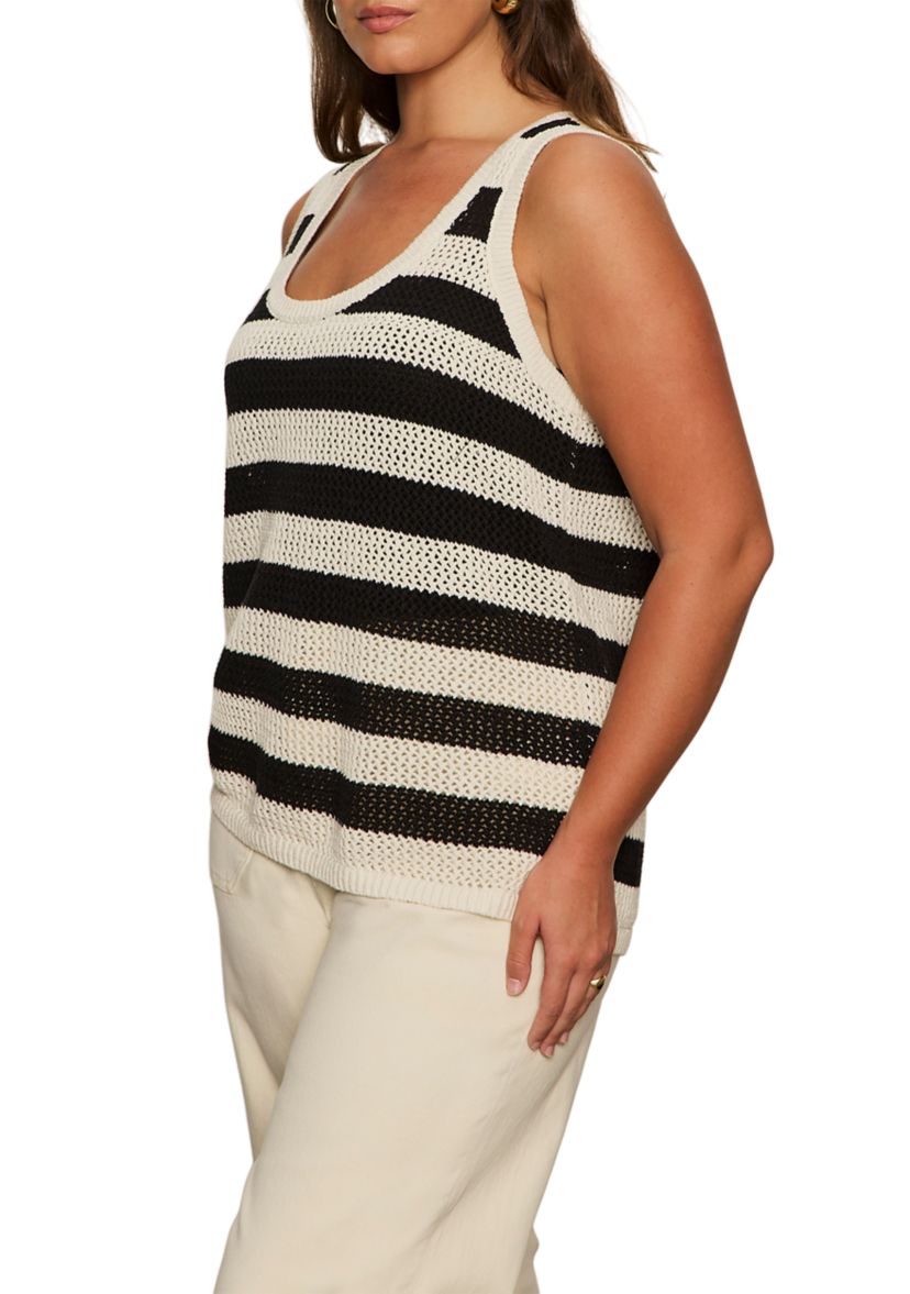 Plus Size Sleeveless Mesh Stitch Shell Top