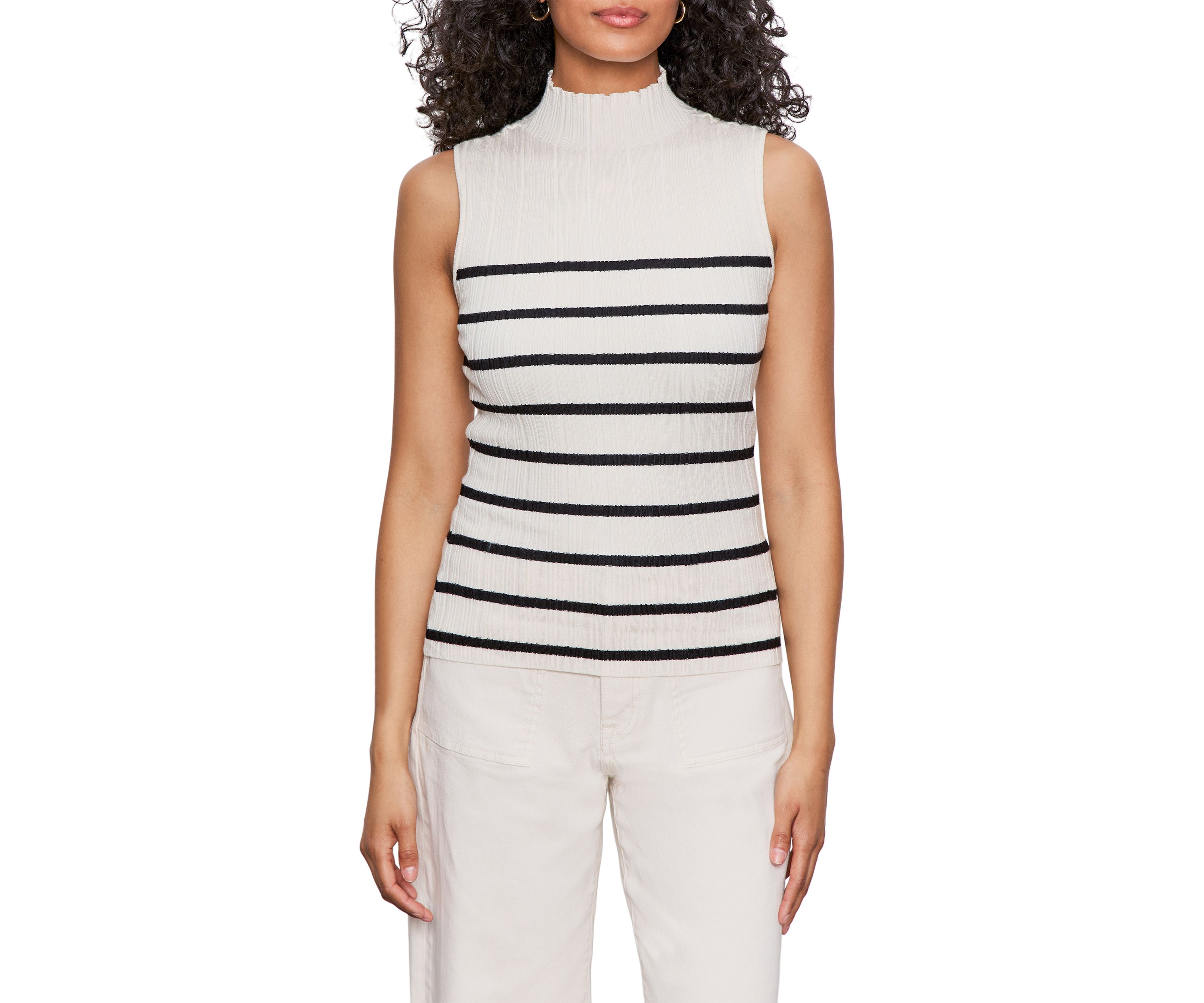 Womens Ribbed Funnel Neck Tank Top