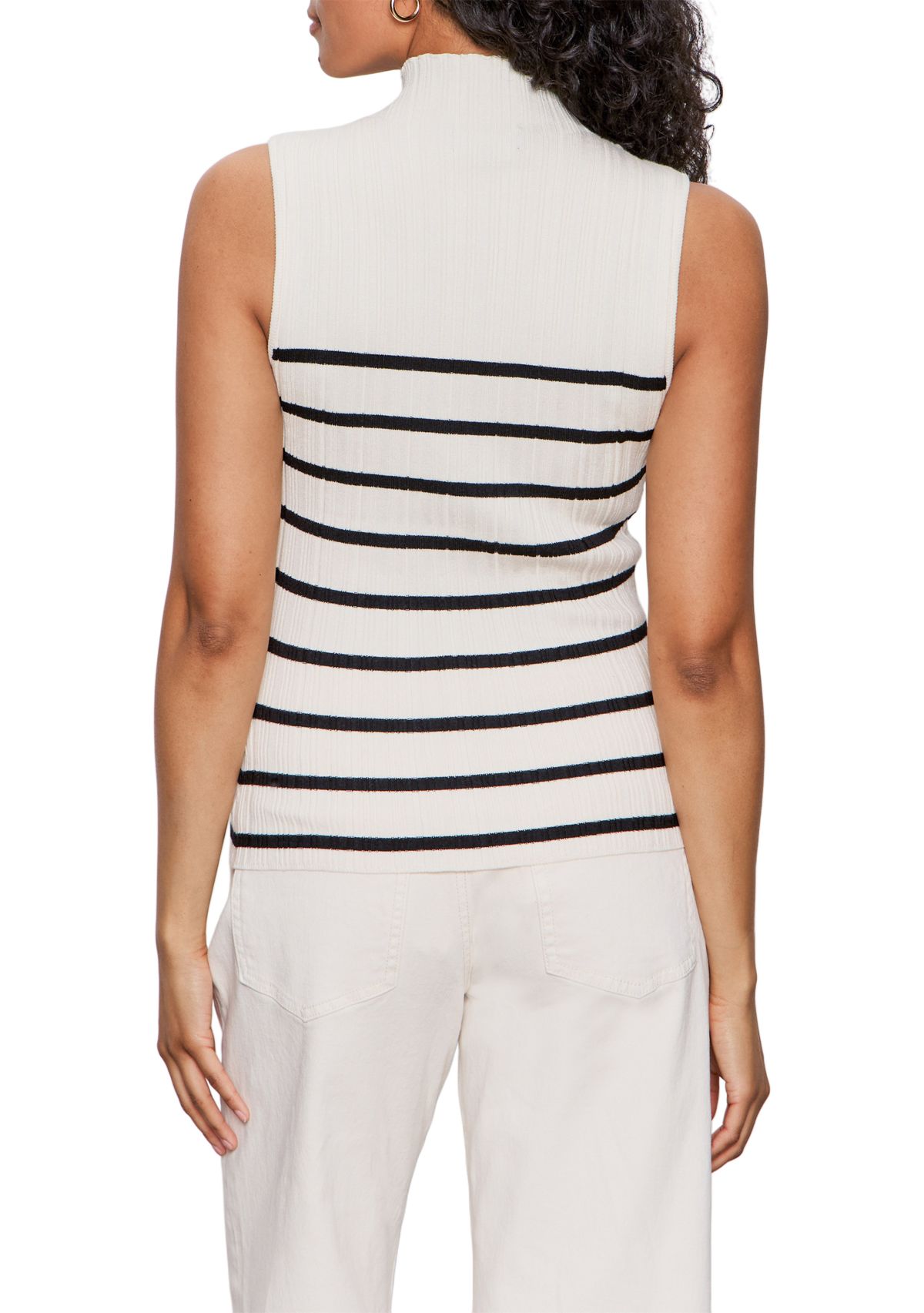 Womens Ribbed Funnel Neck Tank Top