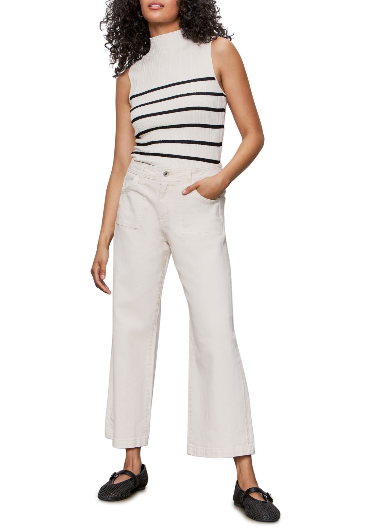 Womens Ribbed Funnel Neck Tank Top