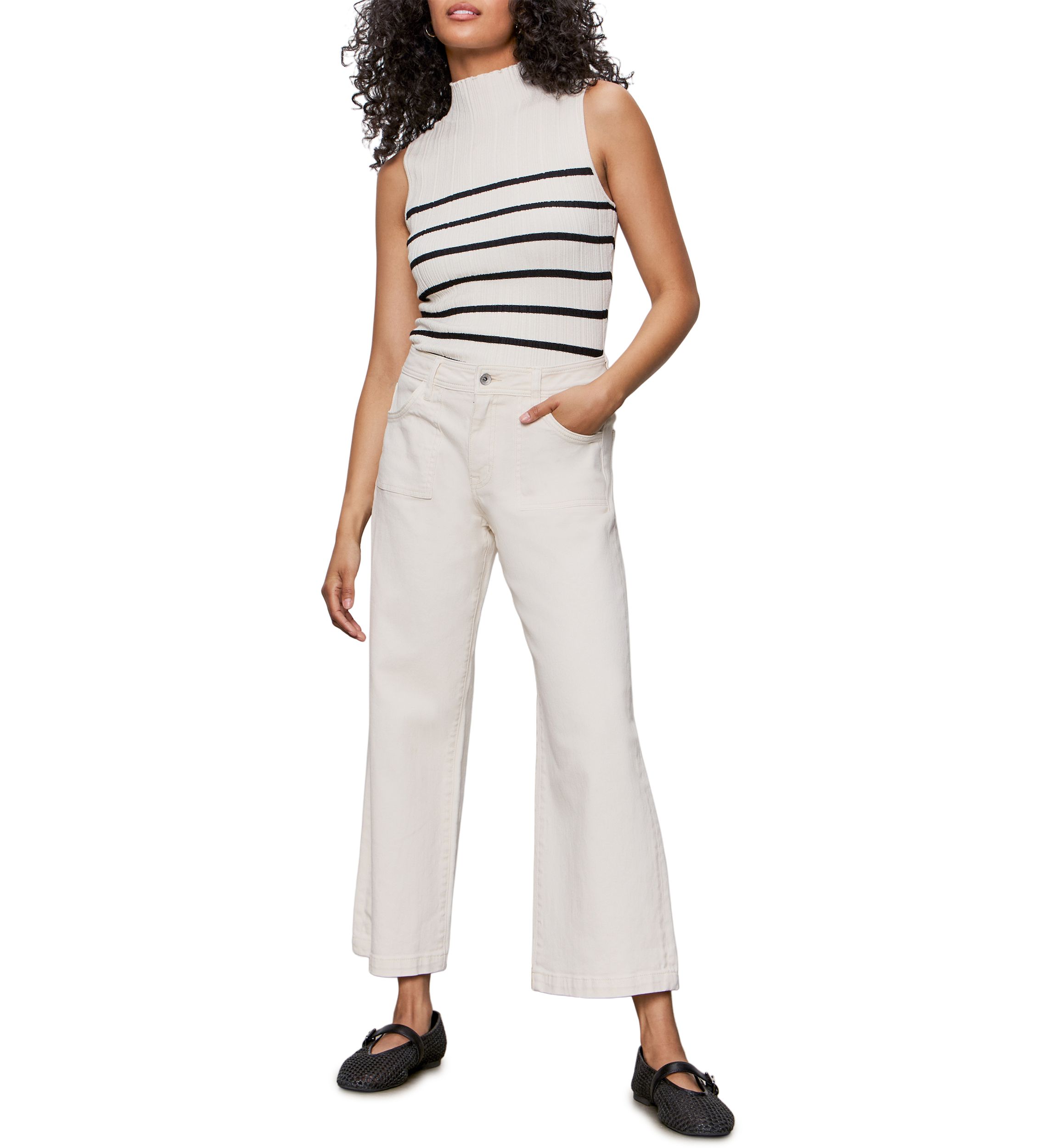 Womens Ribbed Funnel Neck Tank Top