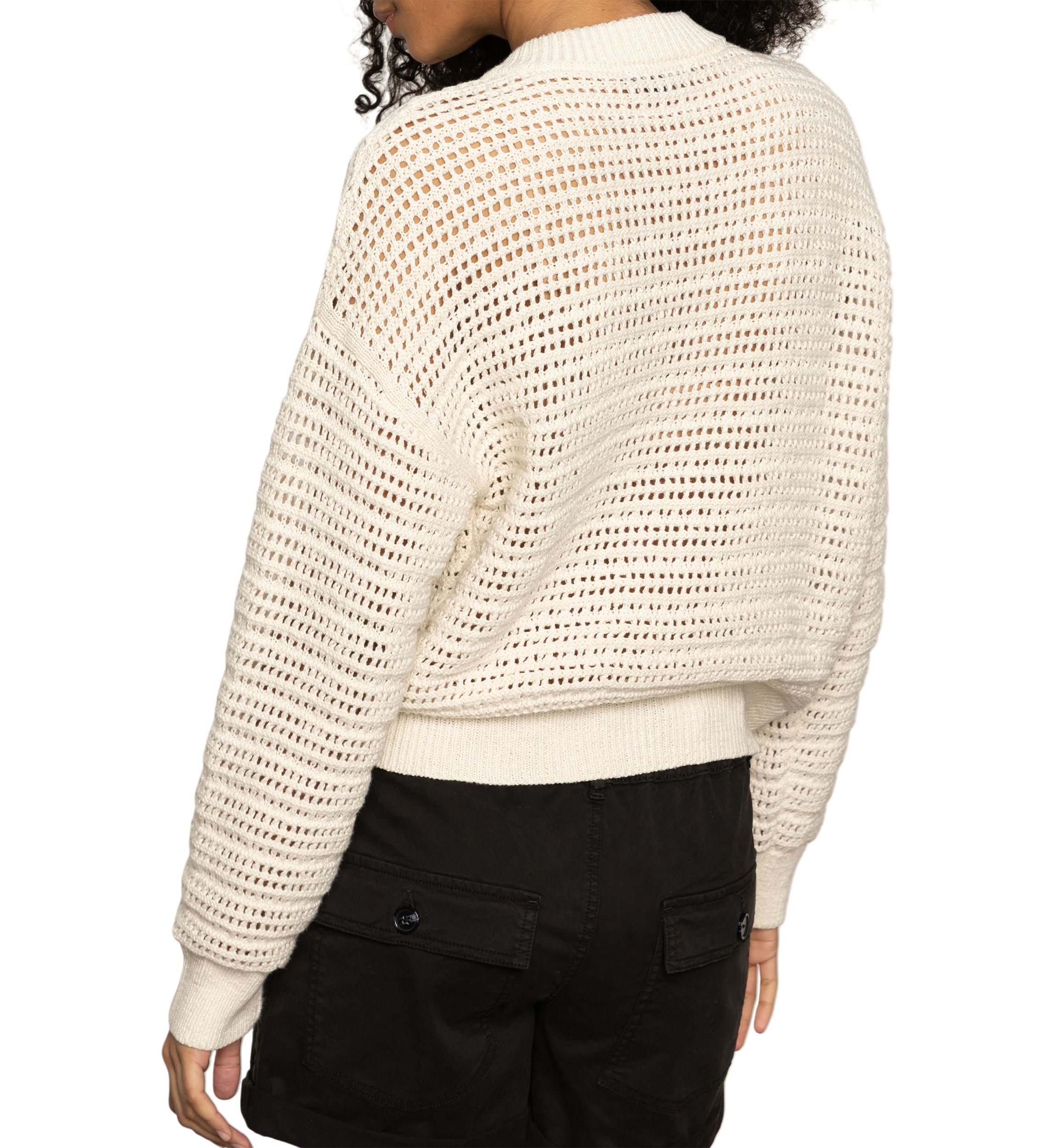 Womens Open Knit Bomber Cardigan 