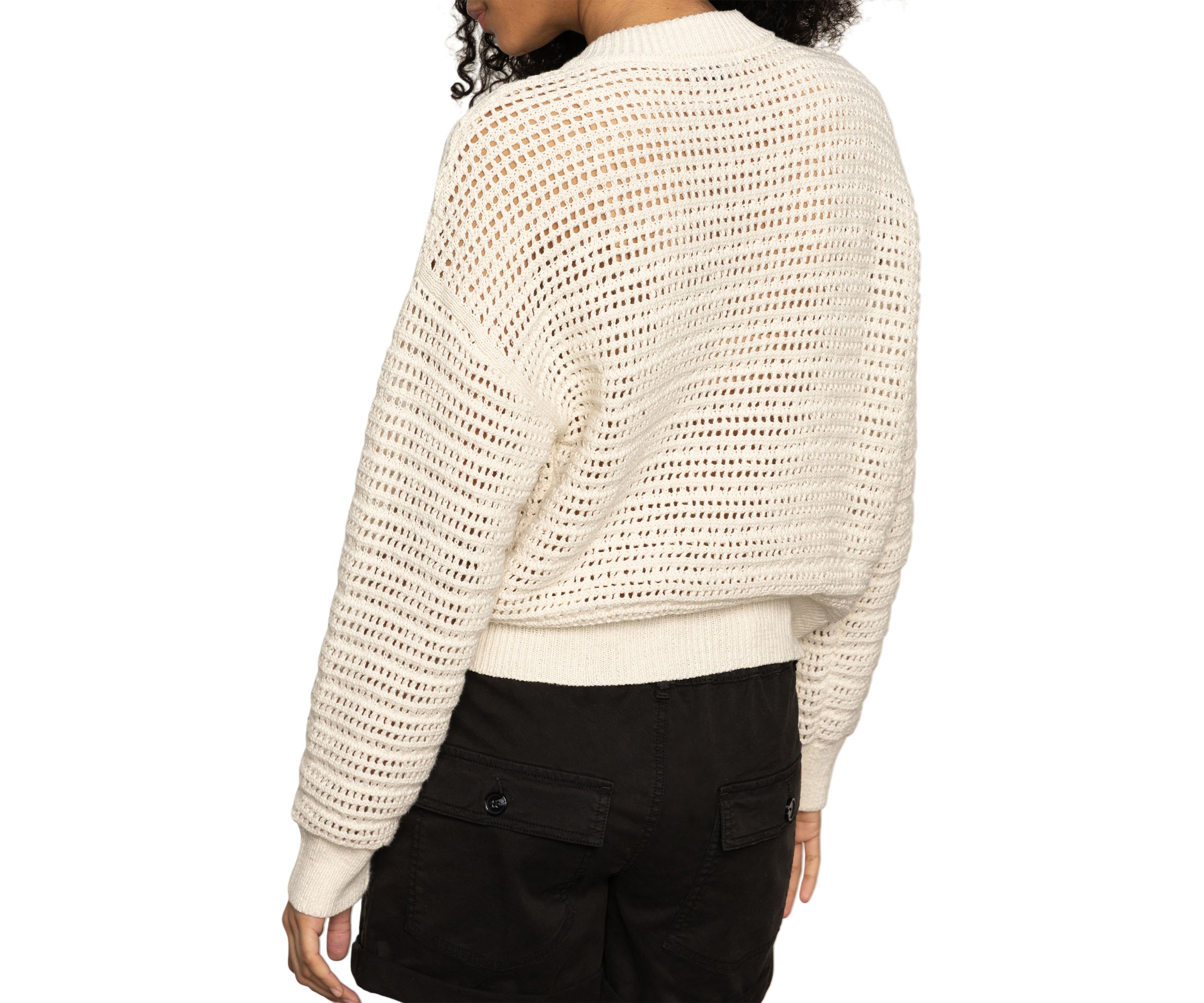 Womens Open Knit Bomber Cardigan 