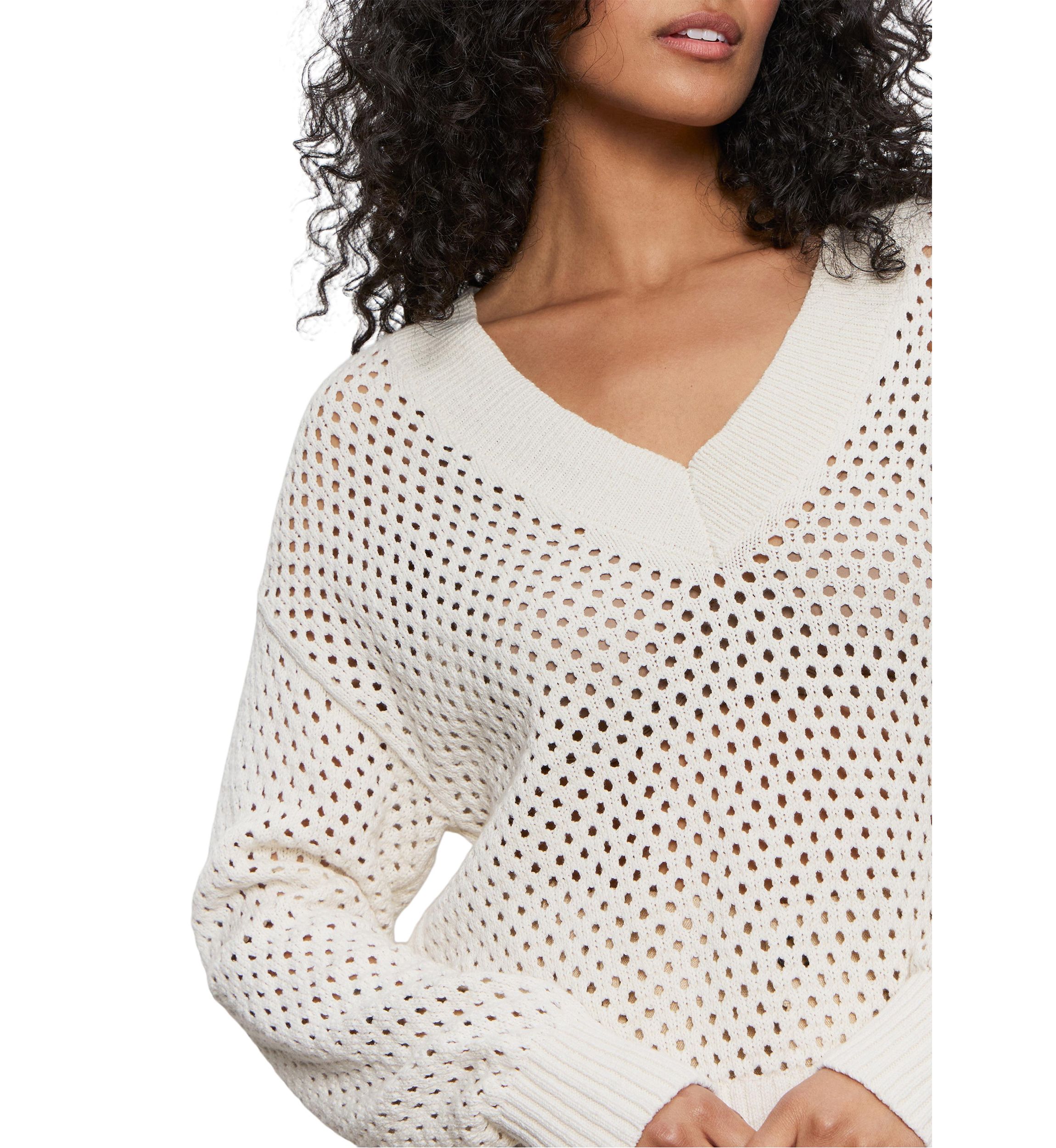 Womens Airy Openwork Sweater