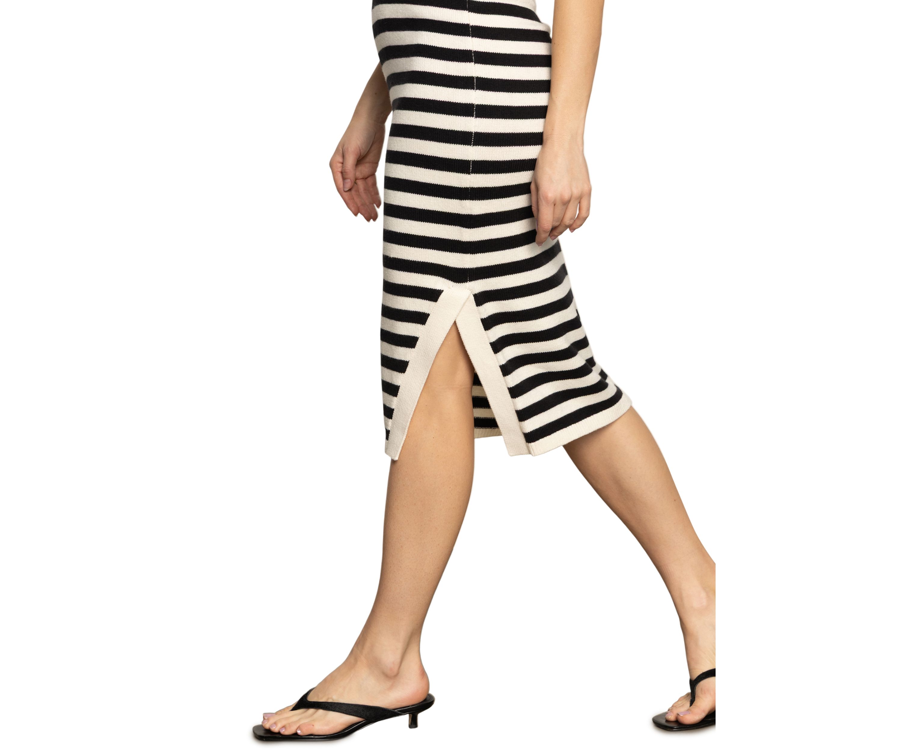 Womens Side Slit Midi Skirt