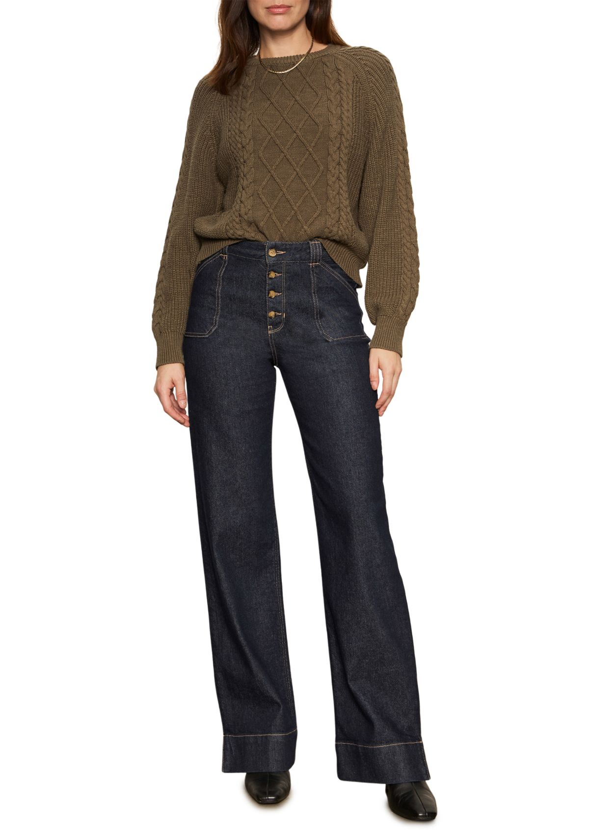 Womens Nomad Cable Popover Sweater