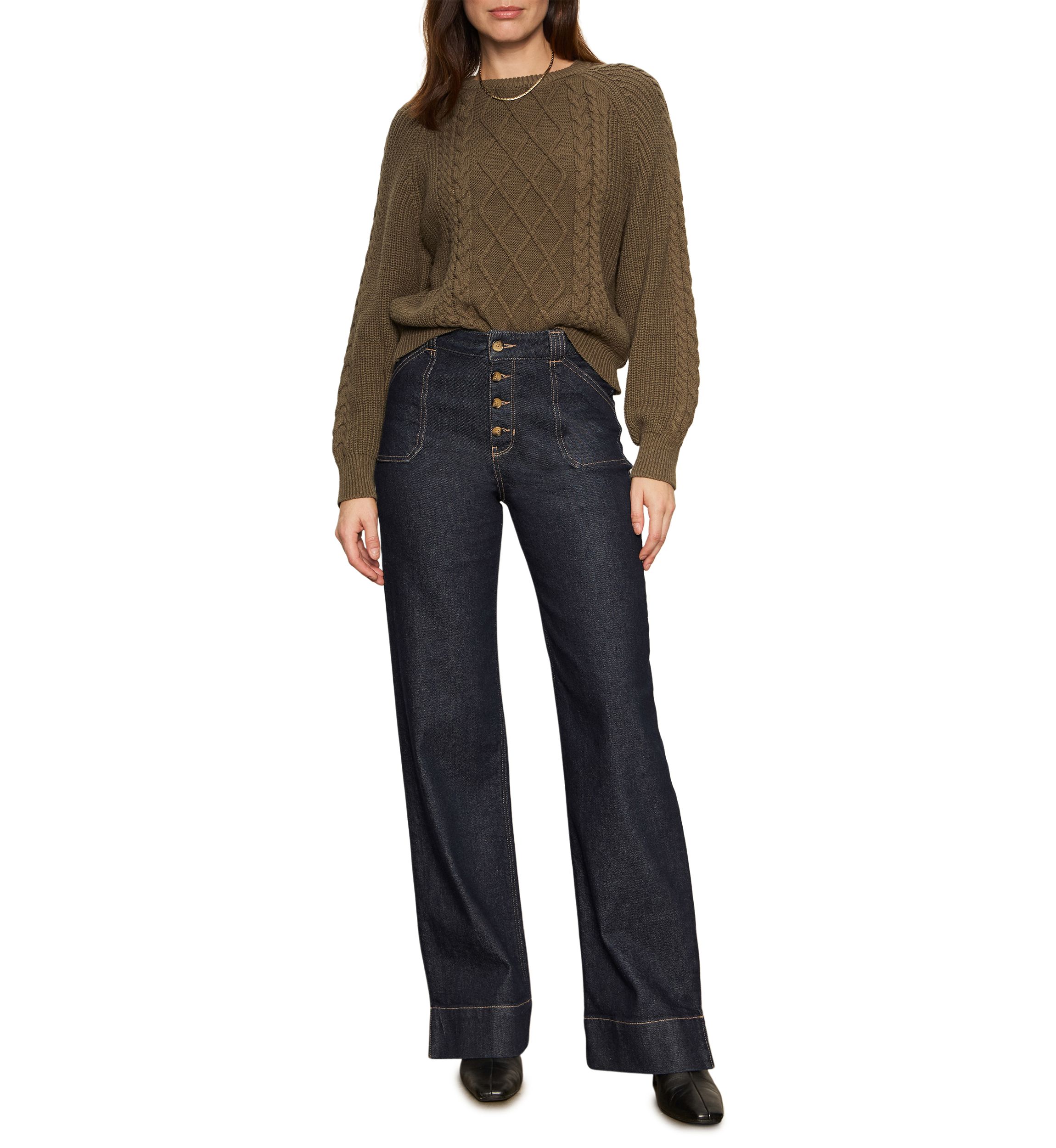 Womens Nomad Cable Popover Sweater
