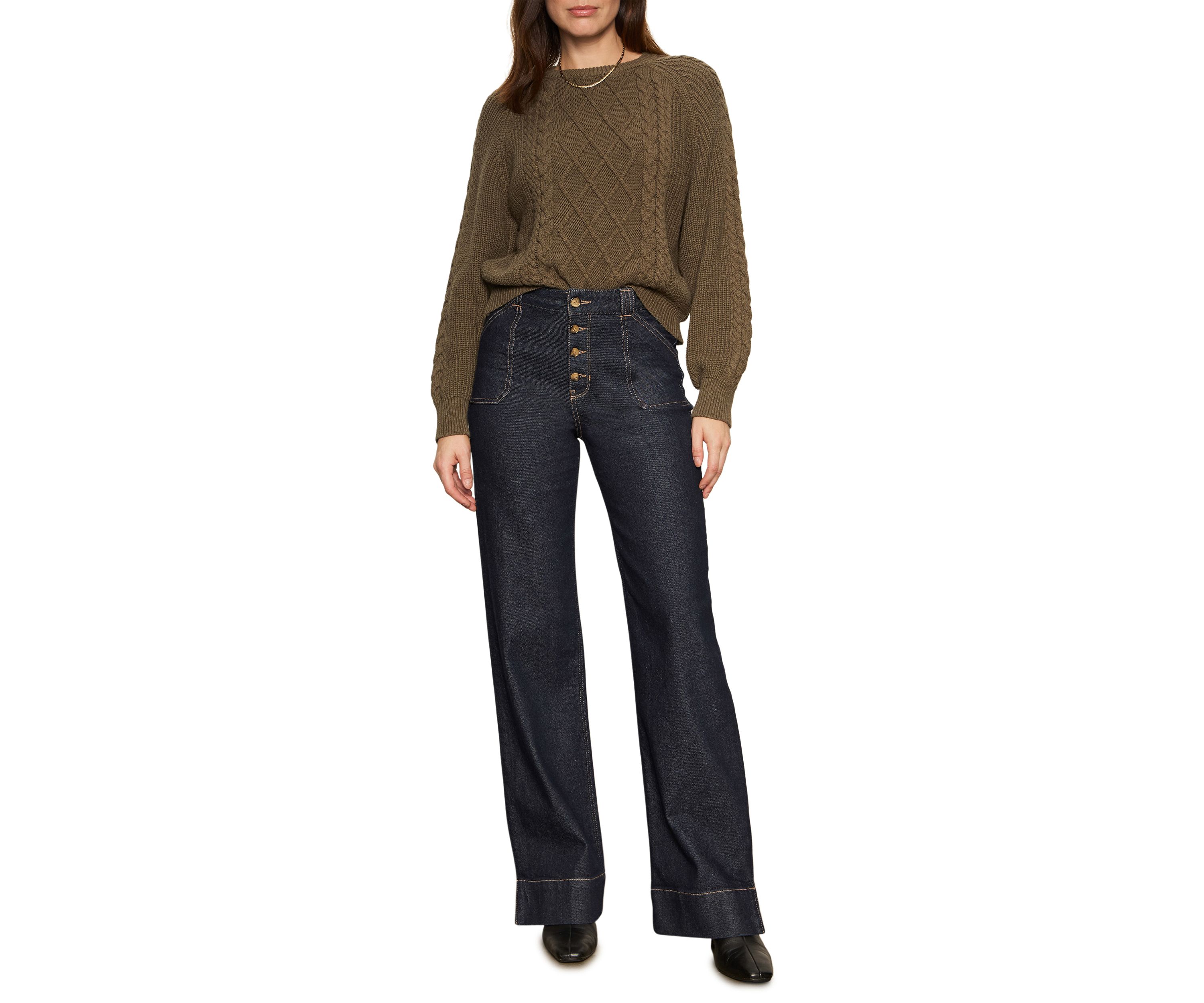 Womens Nomad Cable Popover Sweater
