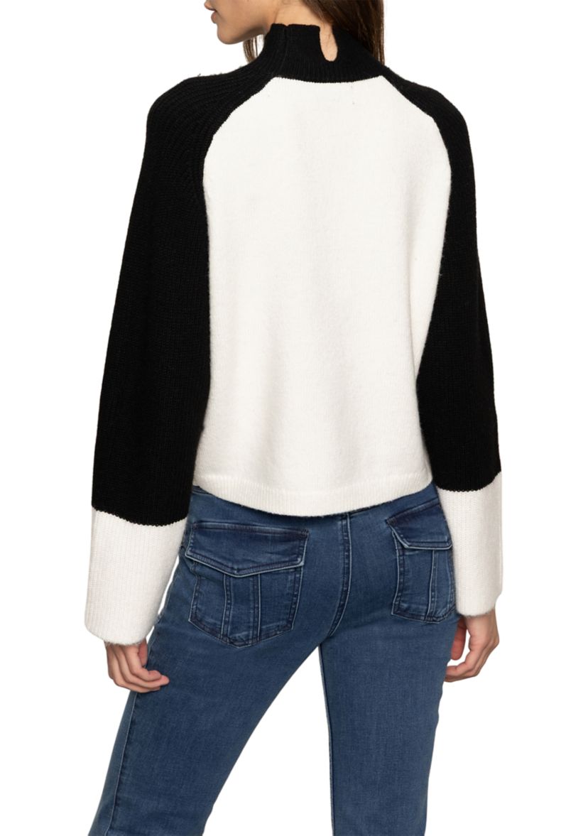 Womens Long Sleeve Two-Tone Mock Neck Downtown Sweater