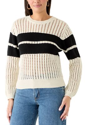 Sanctuary Women's Openwork Popover Sweater, Black, Large