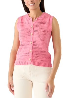 Sanctuary Women's Pointelle Shell Sweater, Pink, XS