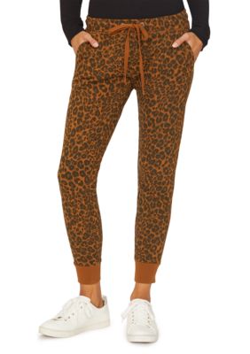 green leopard joggers