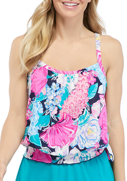 Kim Rogers® Floral Blouson Tankini Swim Top