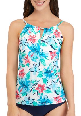 Kim Rogers Tropical Flower Keyhole Neck Tankini Swim Top belk