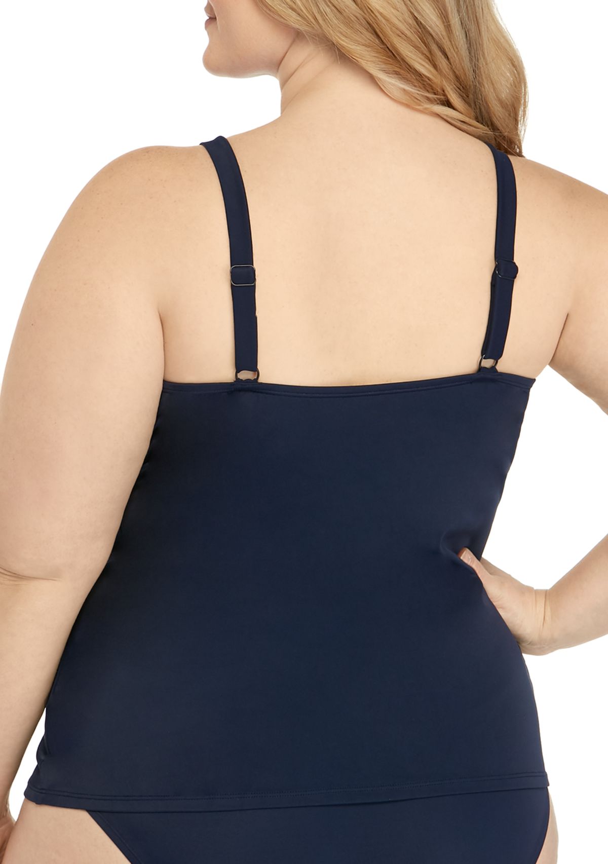 Plus Size Knot and Stripe High Neck Tankini Swim Top