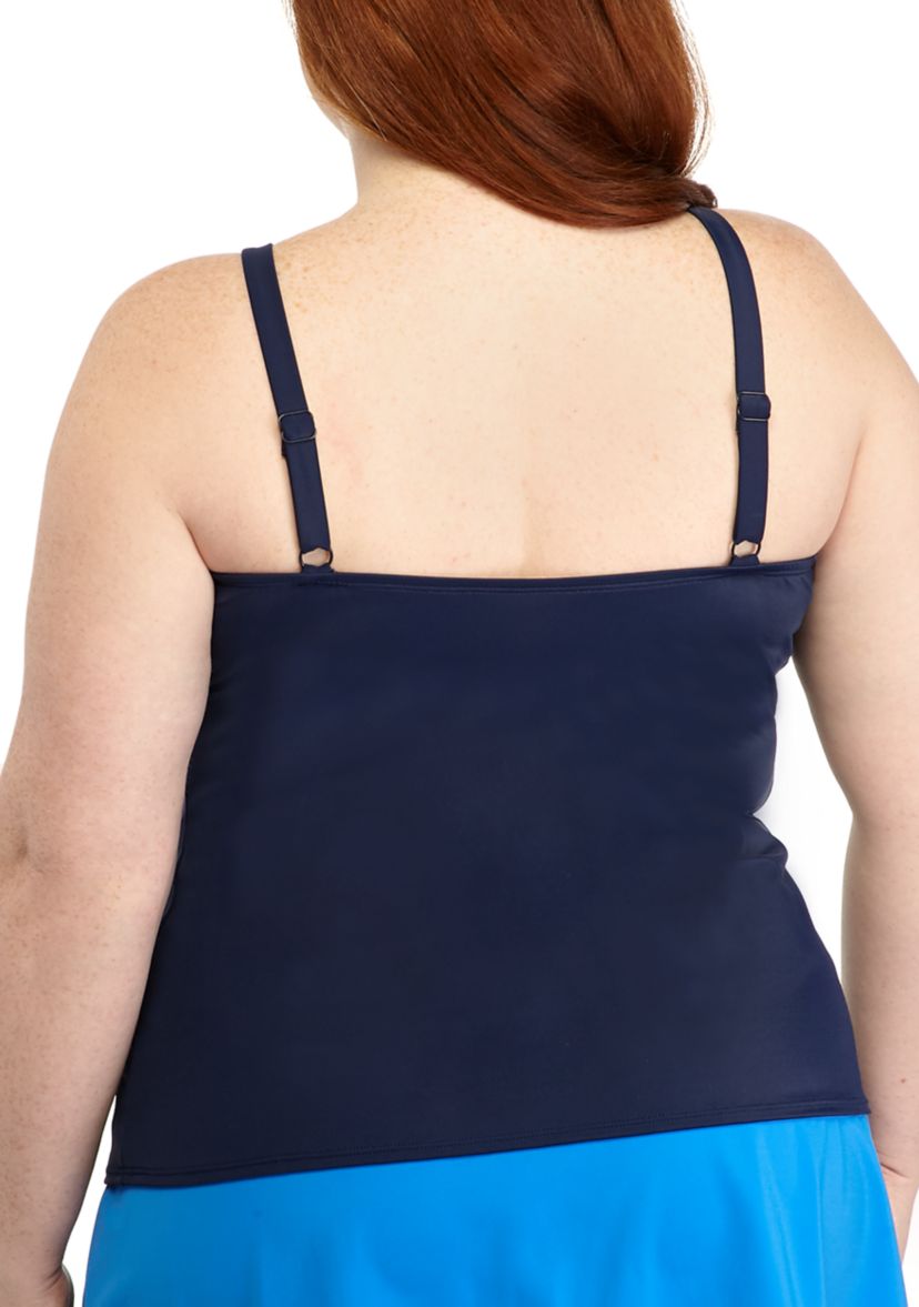 Plus Size Stripe Starfish High Neck Tankini Swim Top