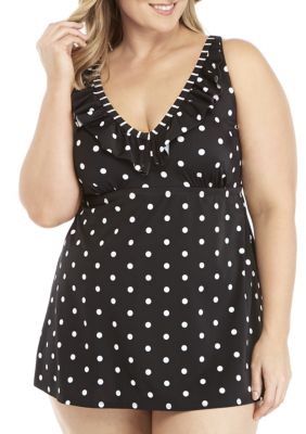 shapesolver plus size graphic v neck swim tankin