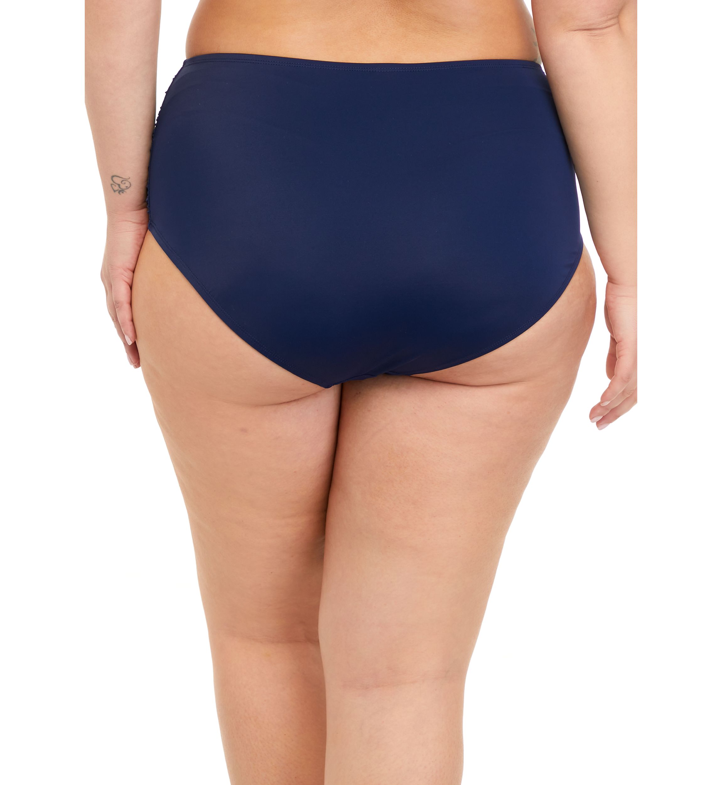 Plus Size Side Shirred Full Coverage Swim Bottoms 