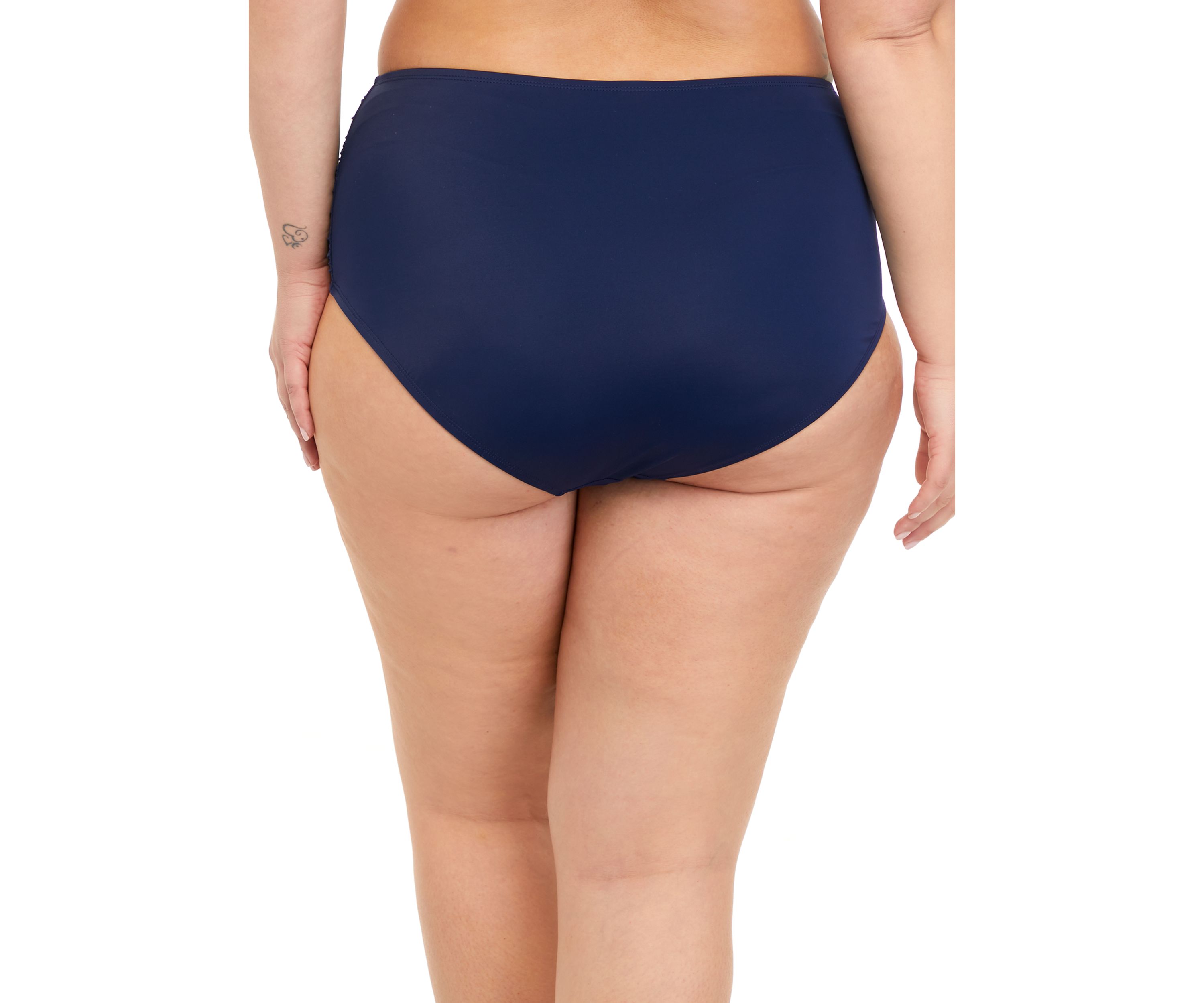 Plus Size Side Shirred Full Coverage Swim Bottoms 