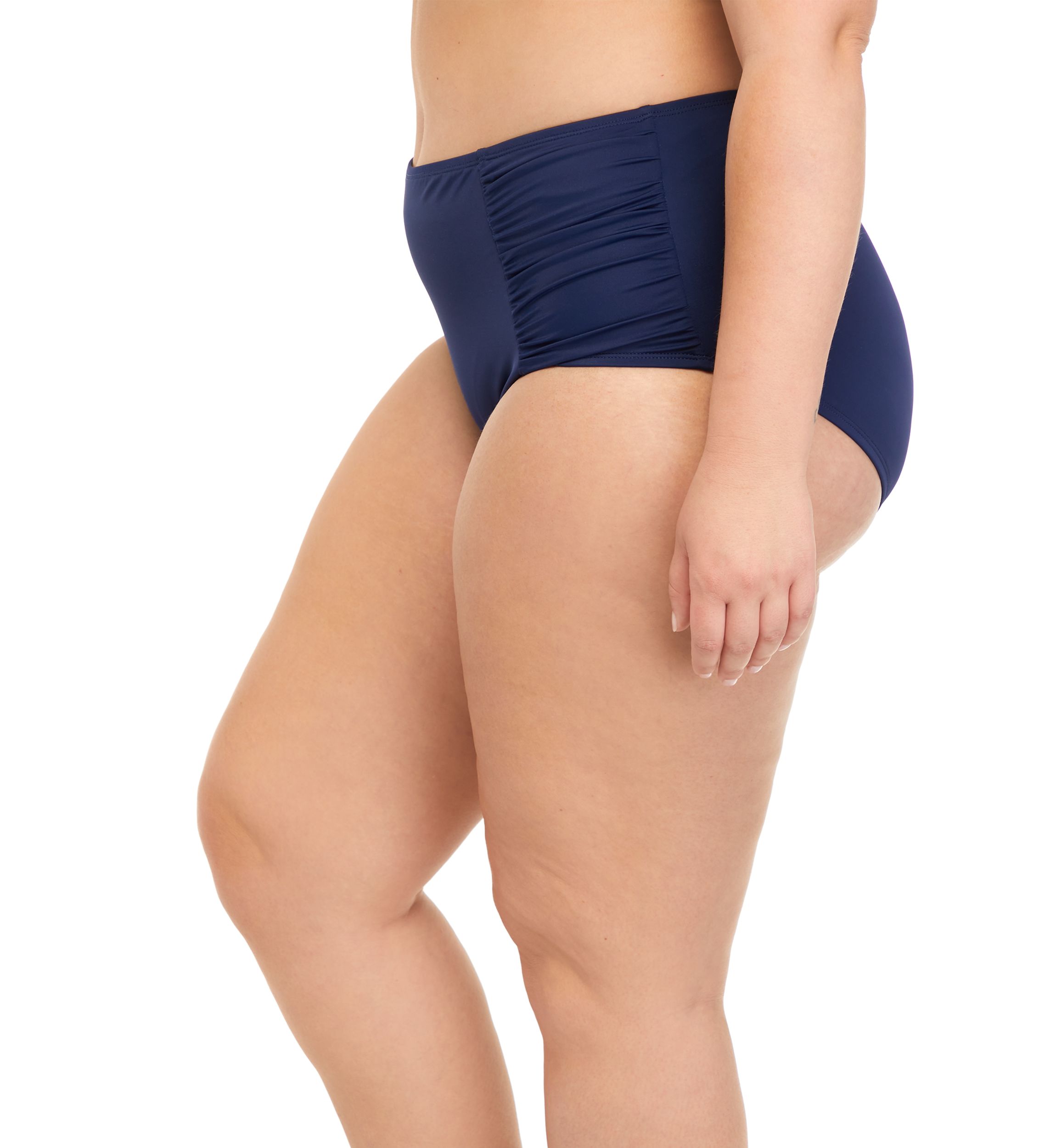 Plus Size Side Shirred Full Coverage Swim Bottoms 