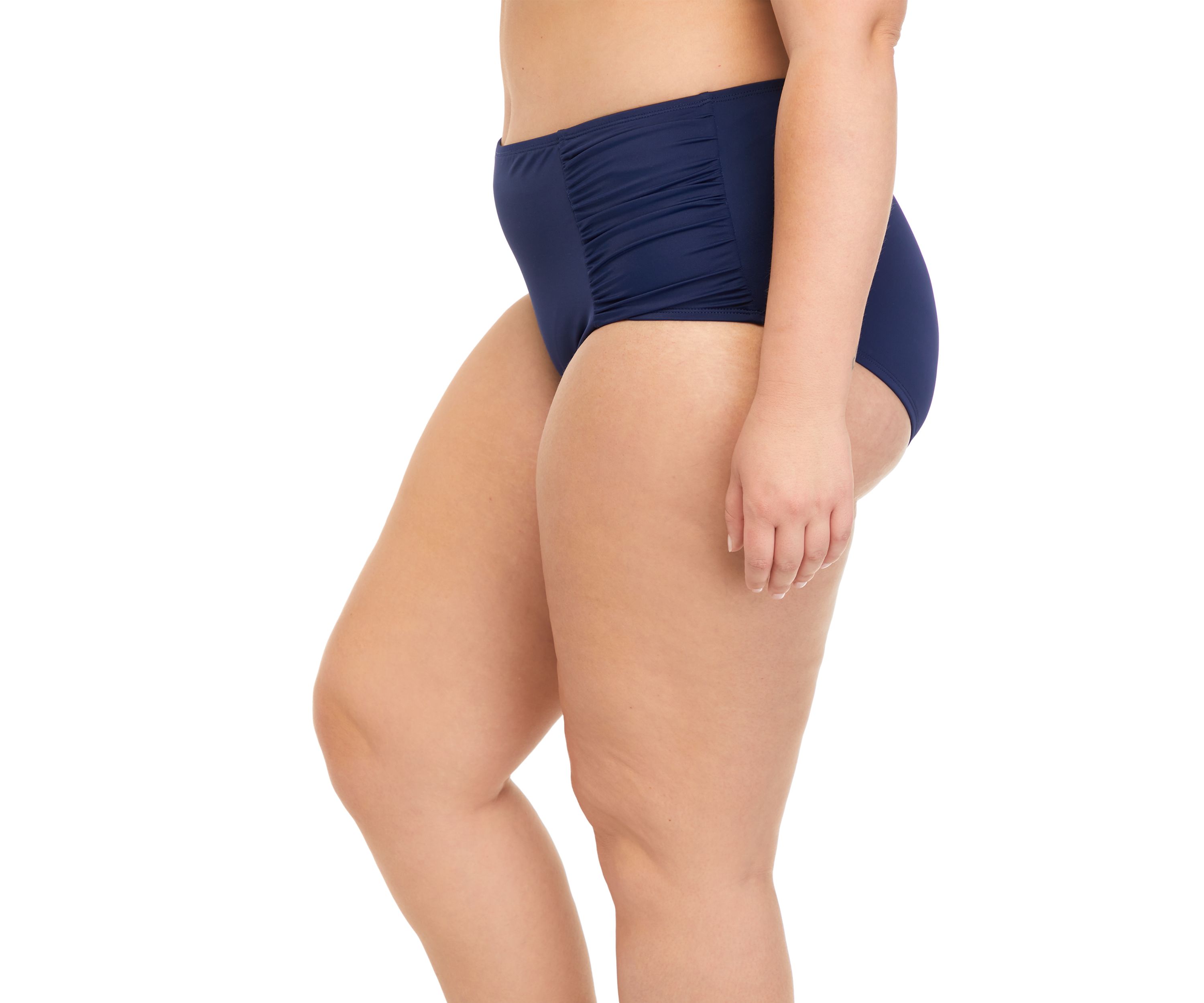 Plus Size Side Shirred Full Coverage Swim Bottoms 