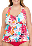 Plus Size Multi Floral Tankini Swim Top