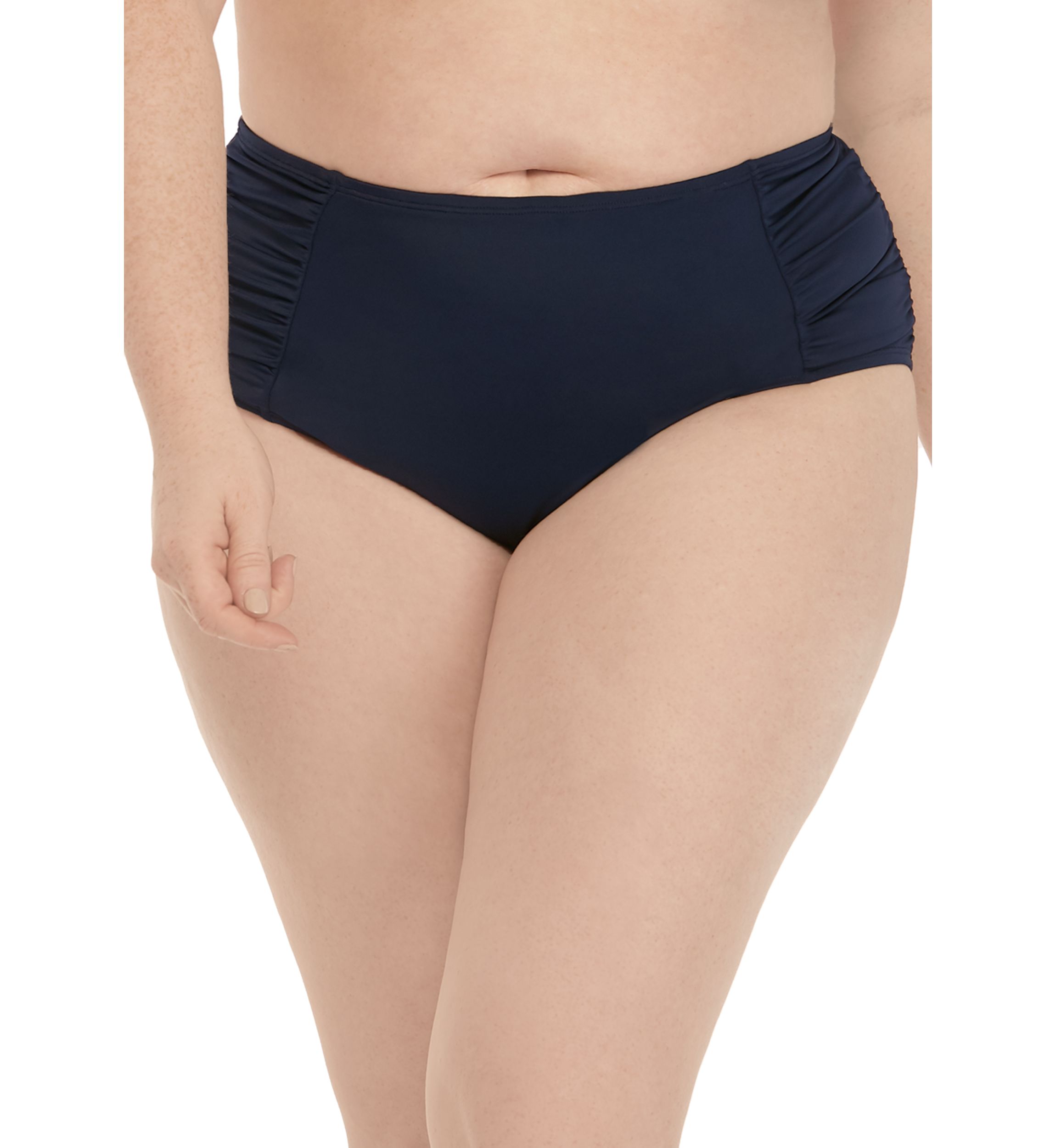 Plus Size Side Shirred Brief Swim Bottoms
