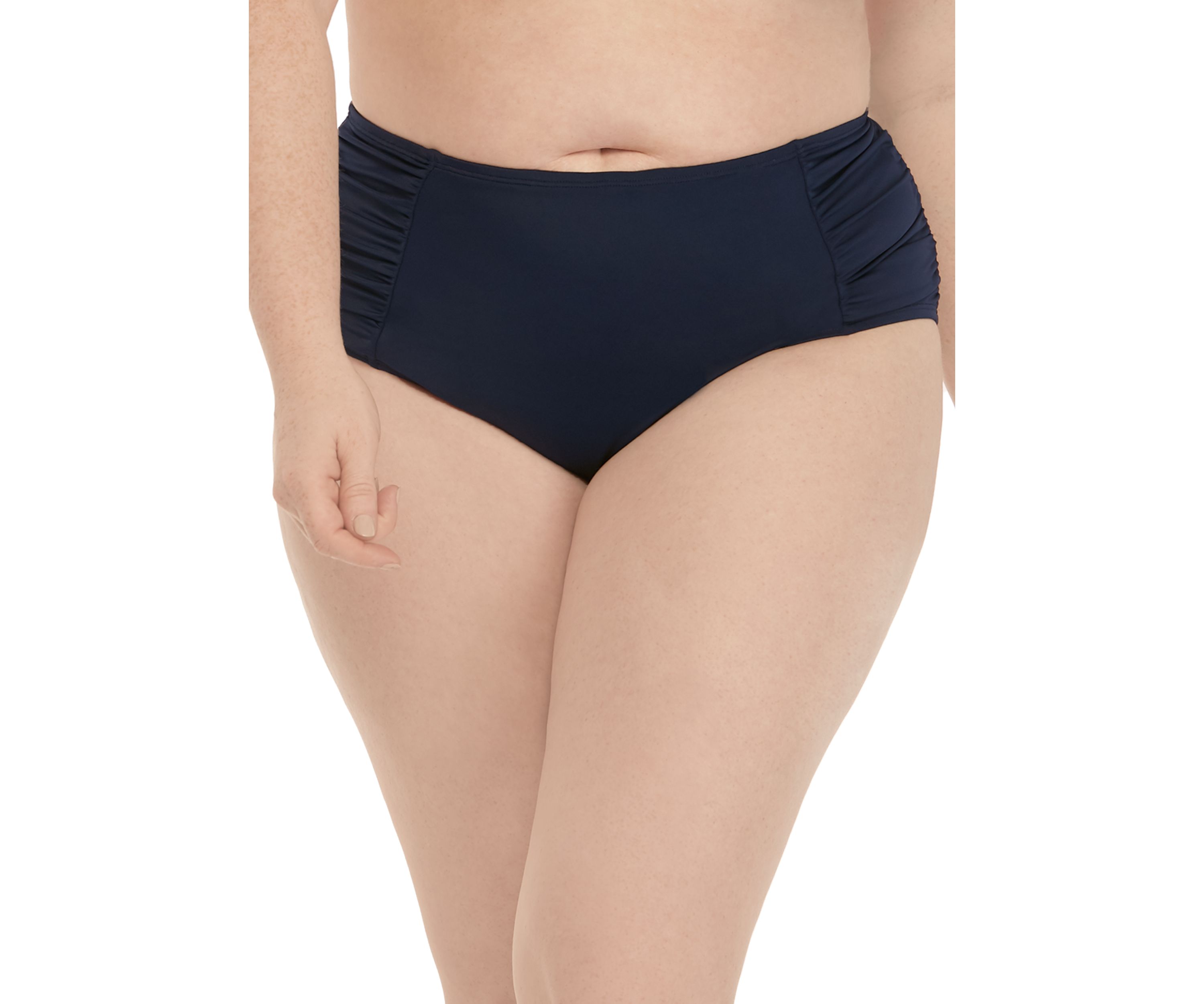 Plus Size Side Shirred Brief Swim Bottoms