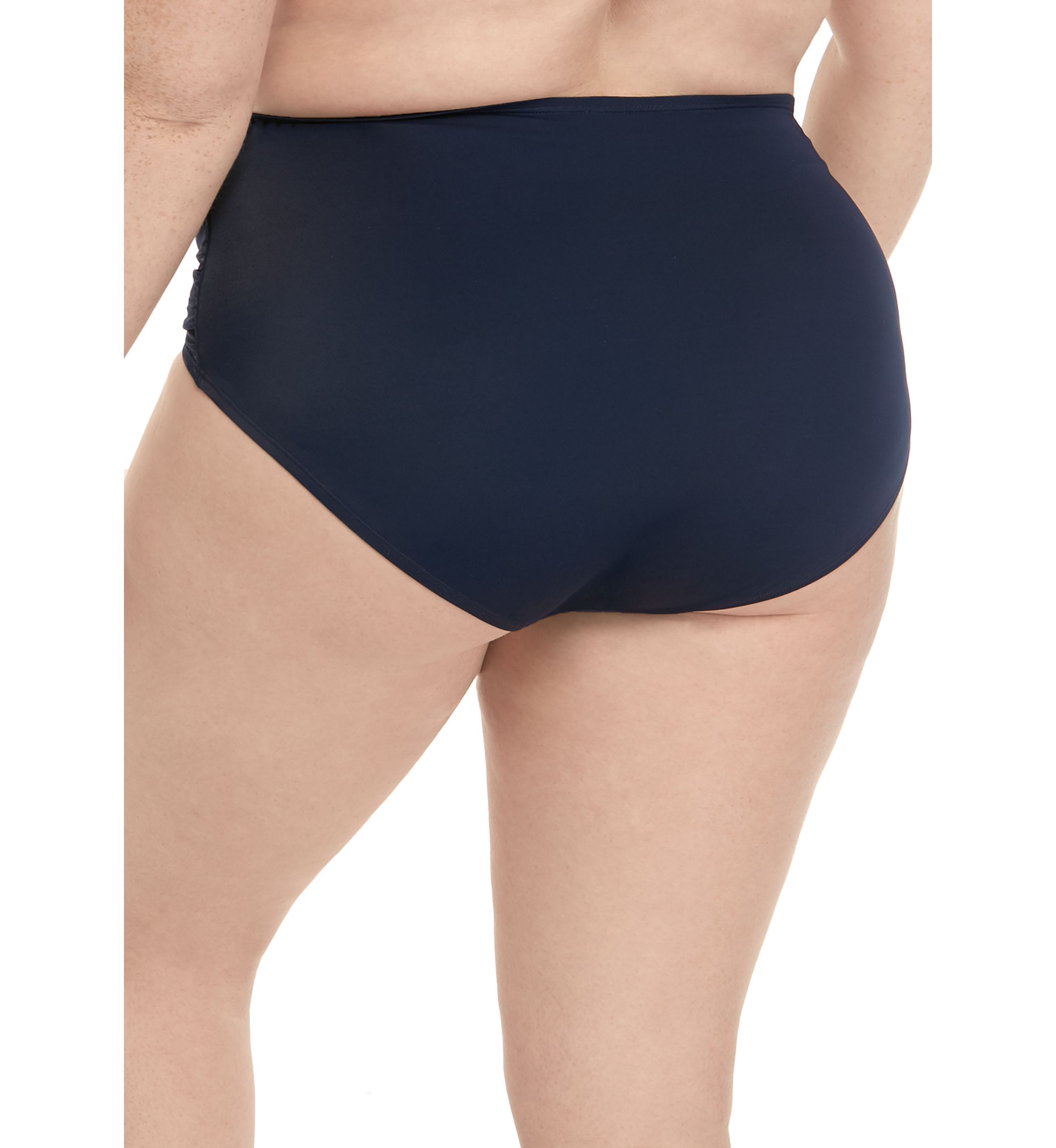 Plus Size Side Shirred Brief Swim Bottoms