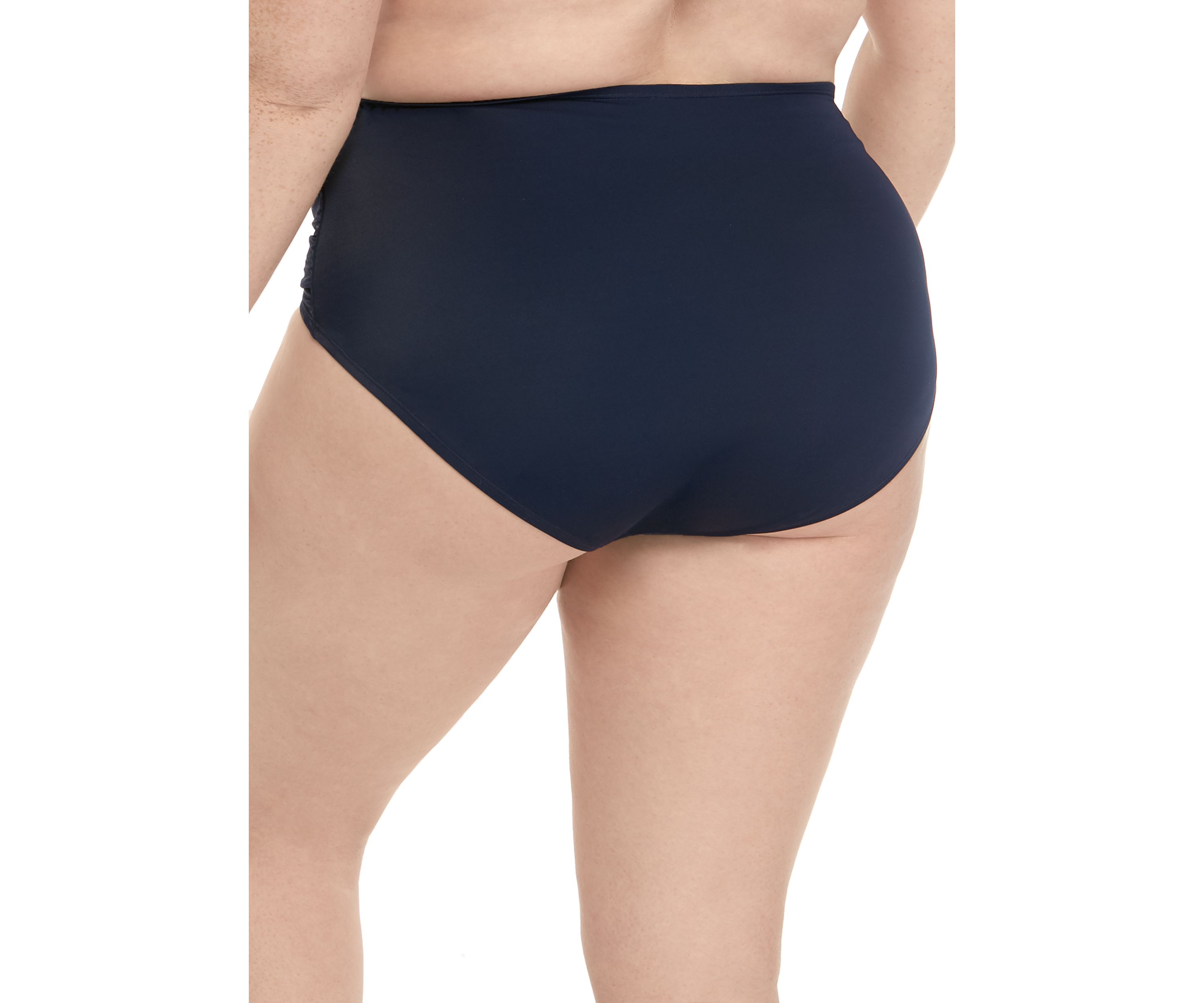 Plus Size Side Shirred Brief Swim Bottoms