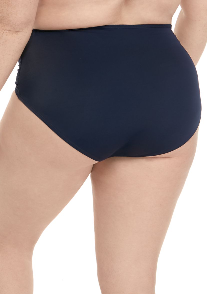 Plus Size Side Shirred Brief Swim Bottoms