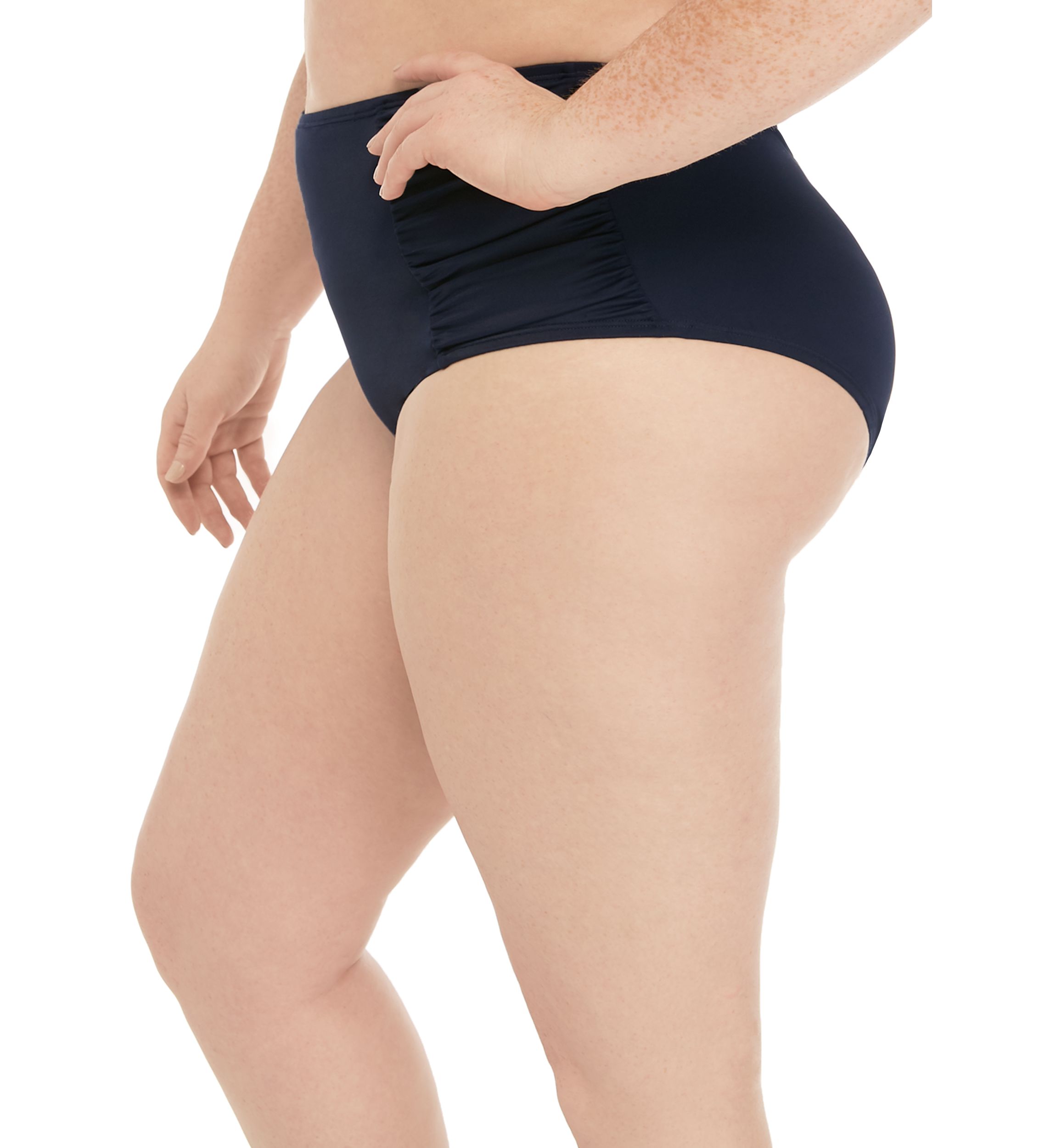 Plus Size Side Shirred Brief Swim Bottoms