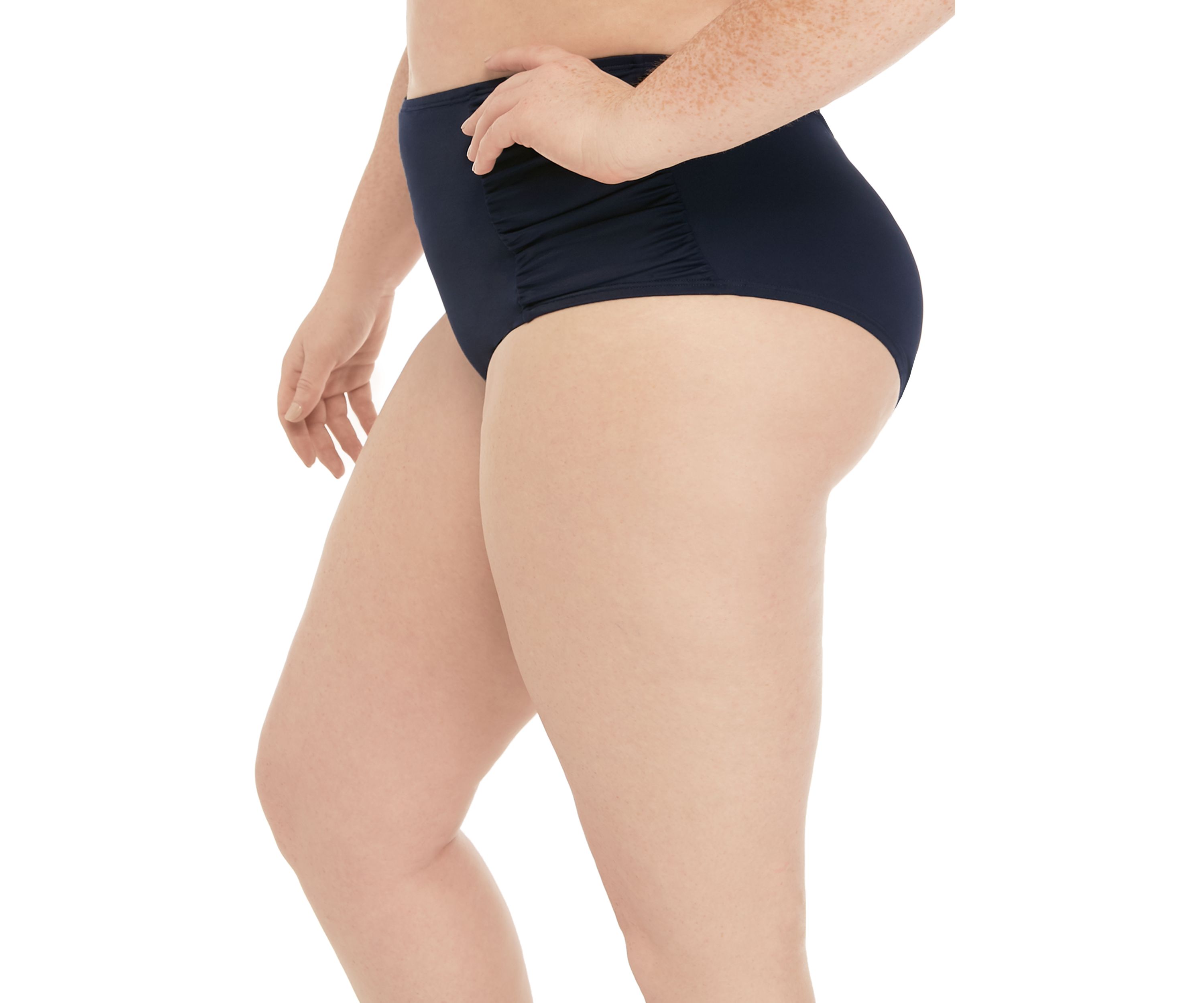 Plus Size Side Shirred Brief Swim Bottoms