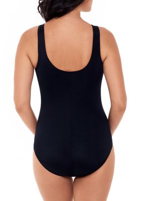 Reebok Drop Everything One Piece Zipper Swim Suit Belk