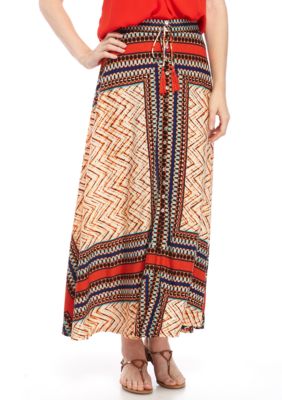 New Directions® Printed Button Front Maxi Skirt | belk