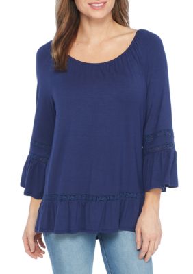 new directions three quarter double sleeve bar back printed top