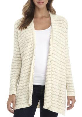 kim rogers textured cardigan with grommet tri
