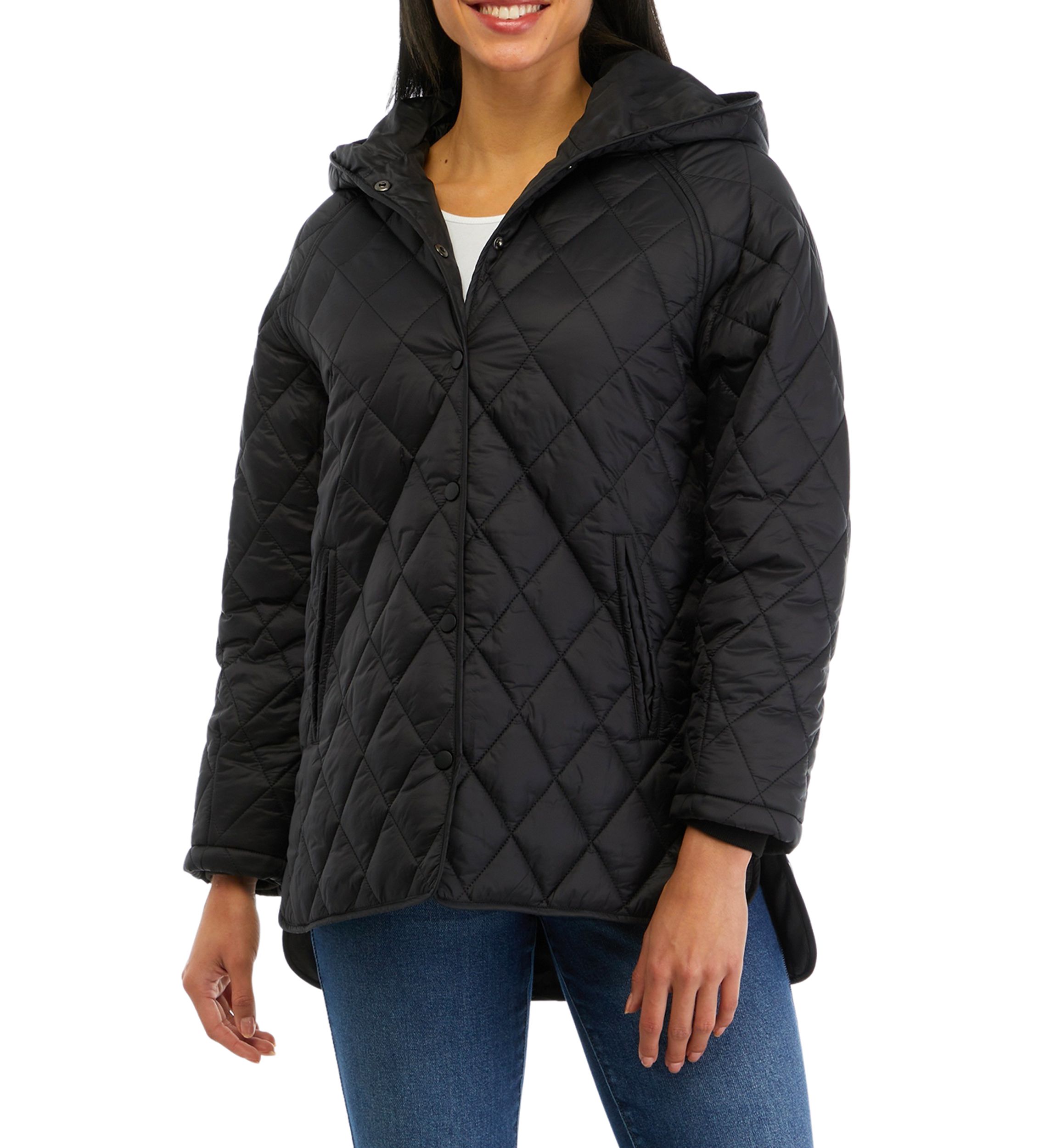 Juniors Hooded Quilt Jacket