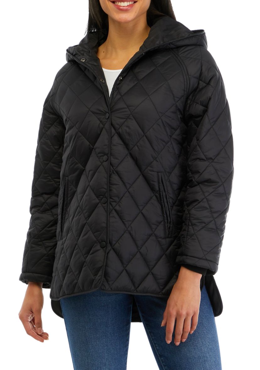 Juniors Hooded Quilt Jacket
