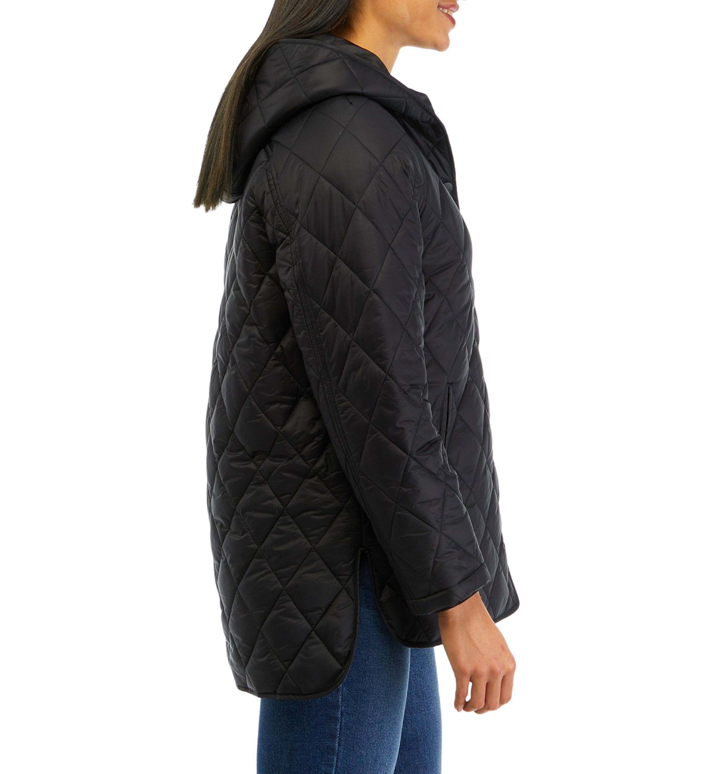 Juniors Hooded Quilt Jacket