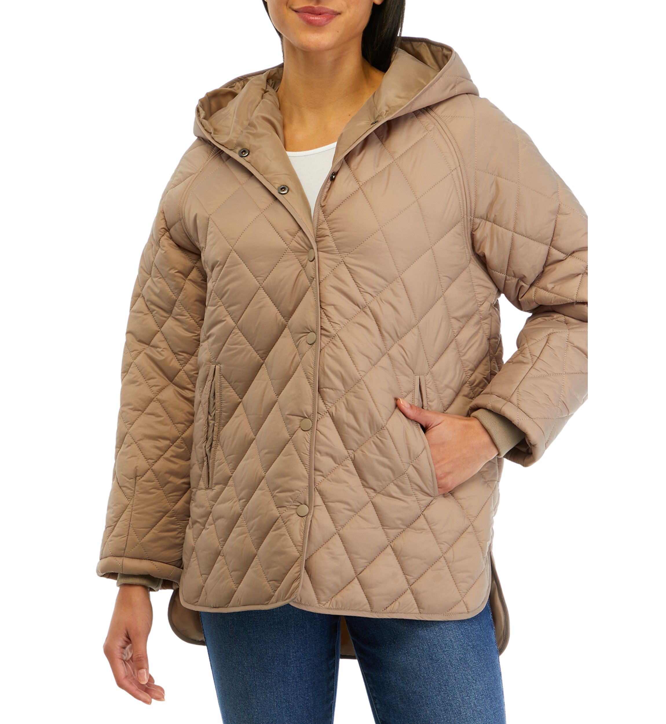 Juniors Hooded Quilt Jacket