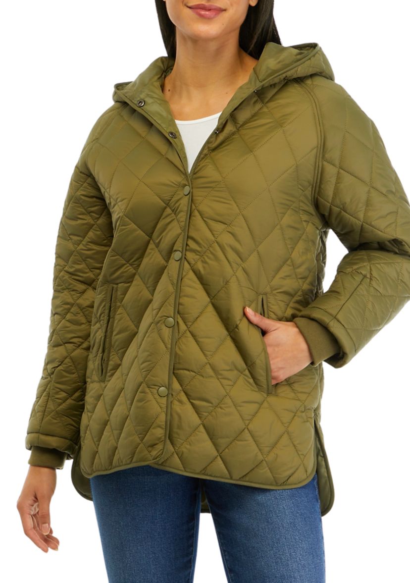 Juniors Hooded Quilt Jacket