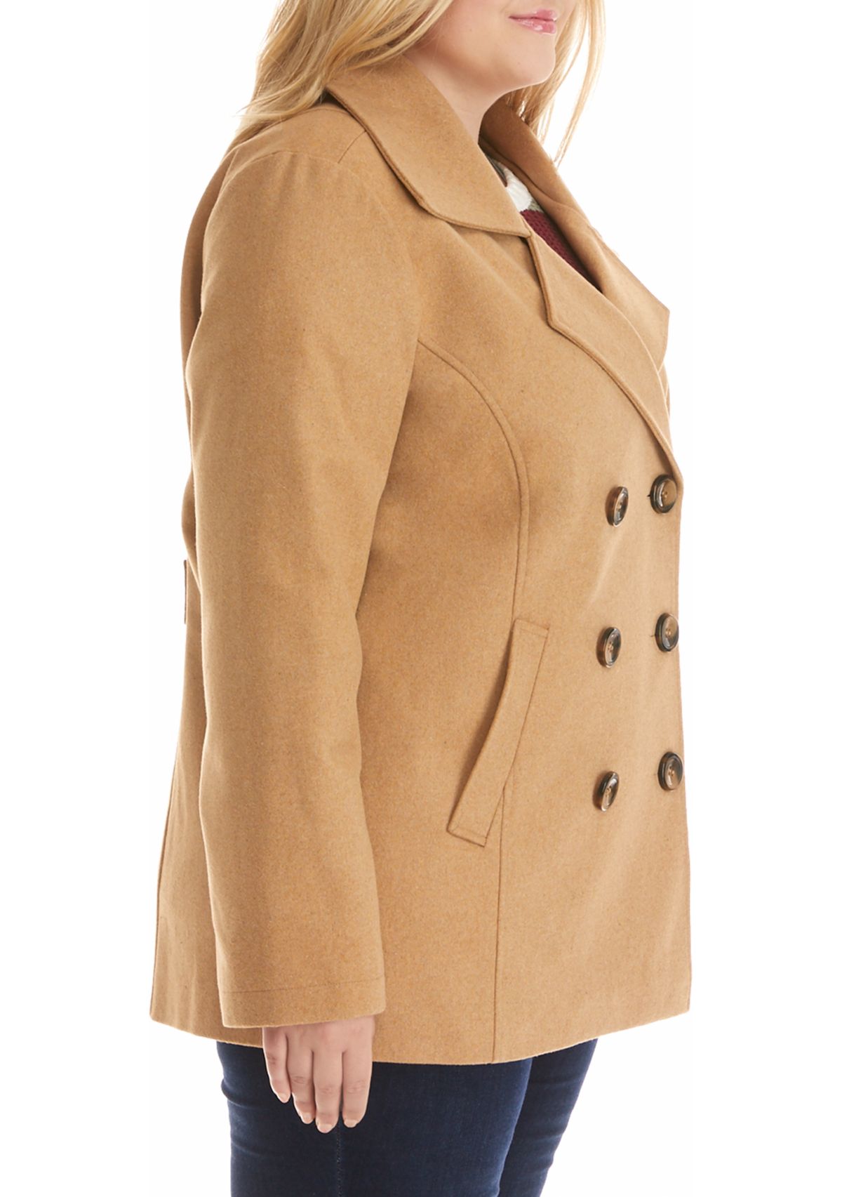 Plus Size Non Belted Peacoat 
