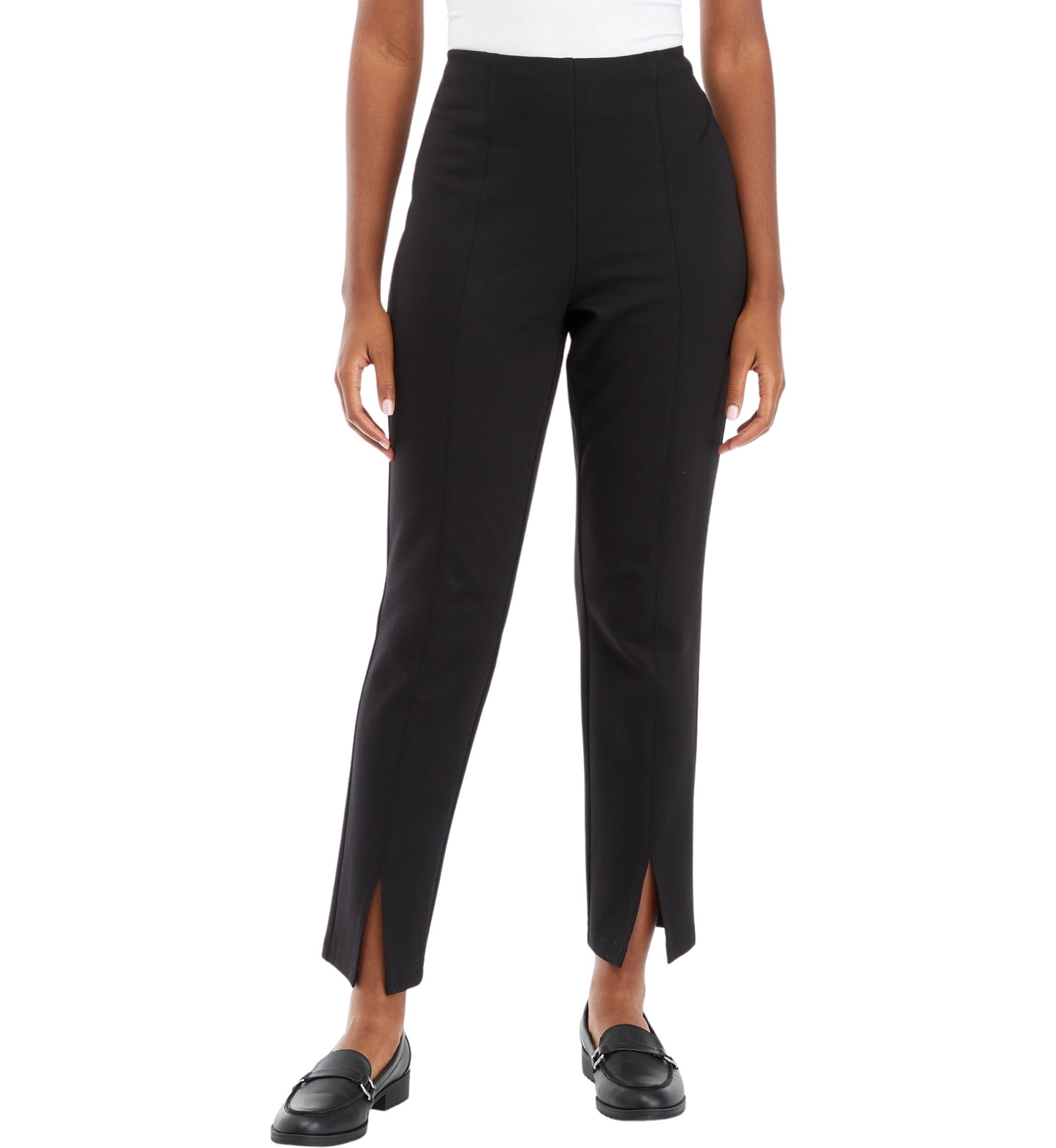 Womens High Rise Split Hem Straight Ponte Pants