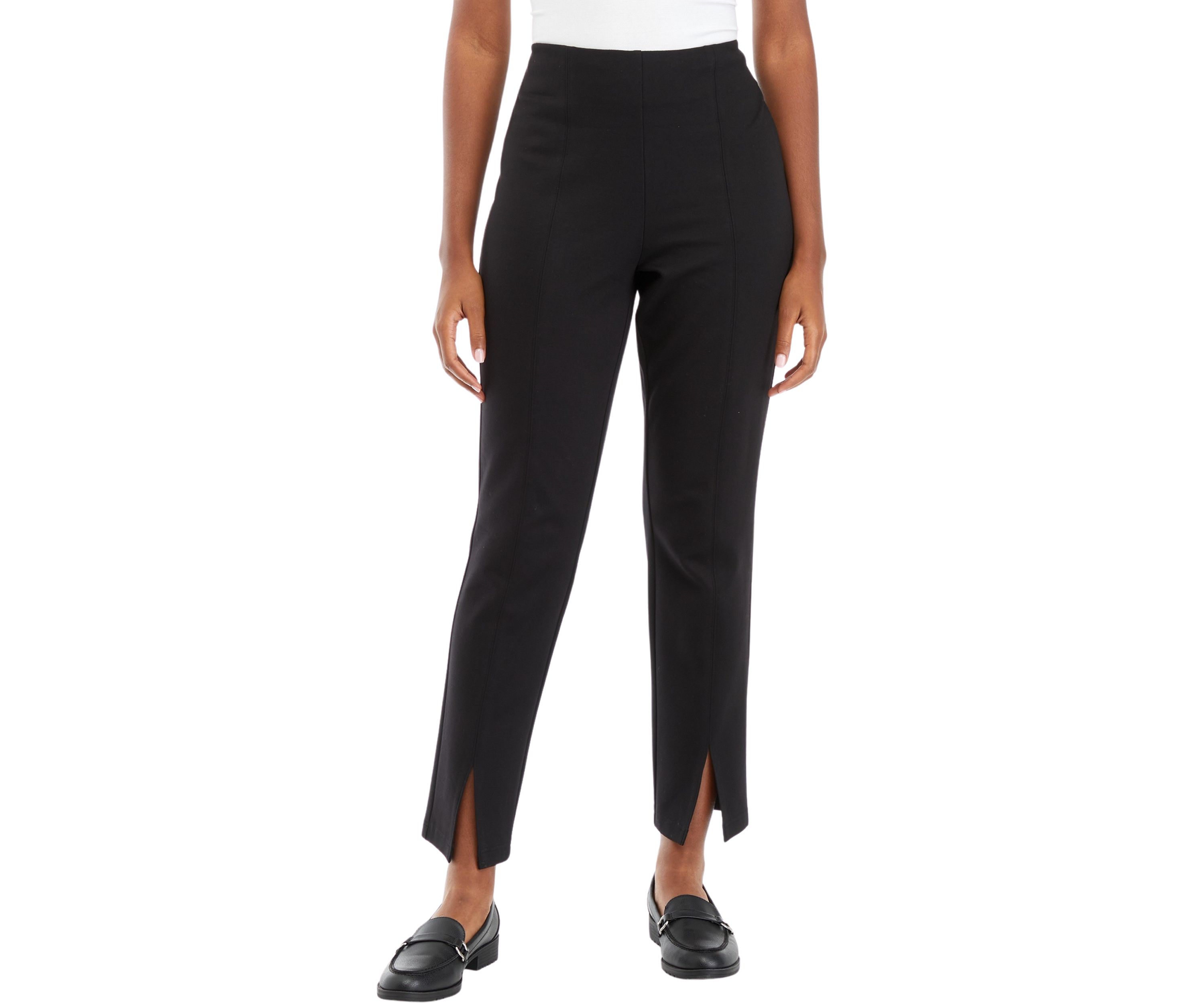 Womens High Rise Split Hem Straight Ponte Pants