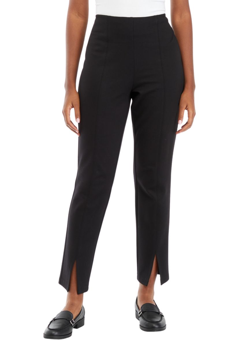 Womens High Rise Split Hem Straight Ponte Pants