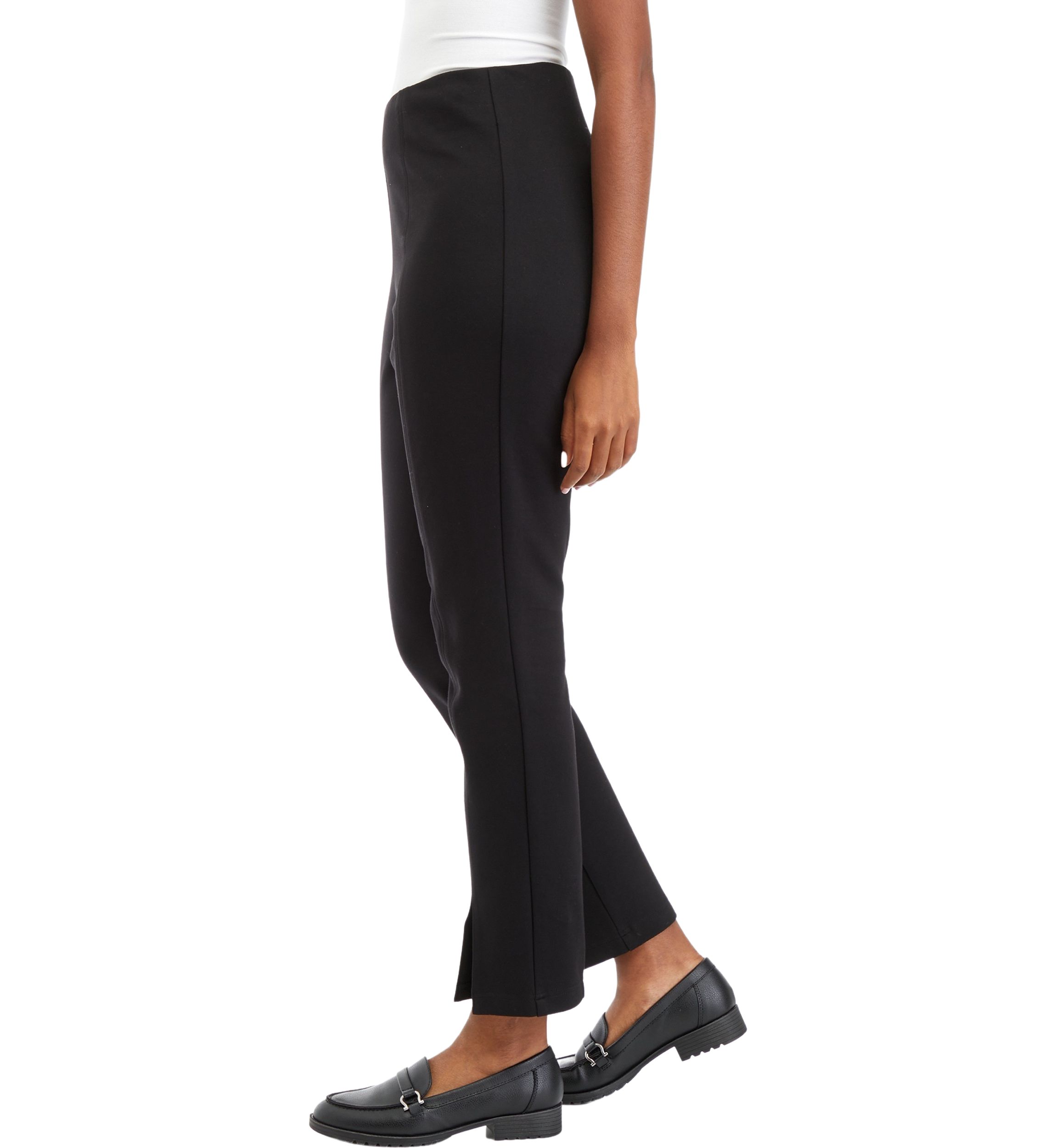 Womens High Rise Split Hem Straight Ponte Pants