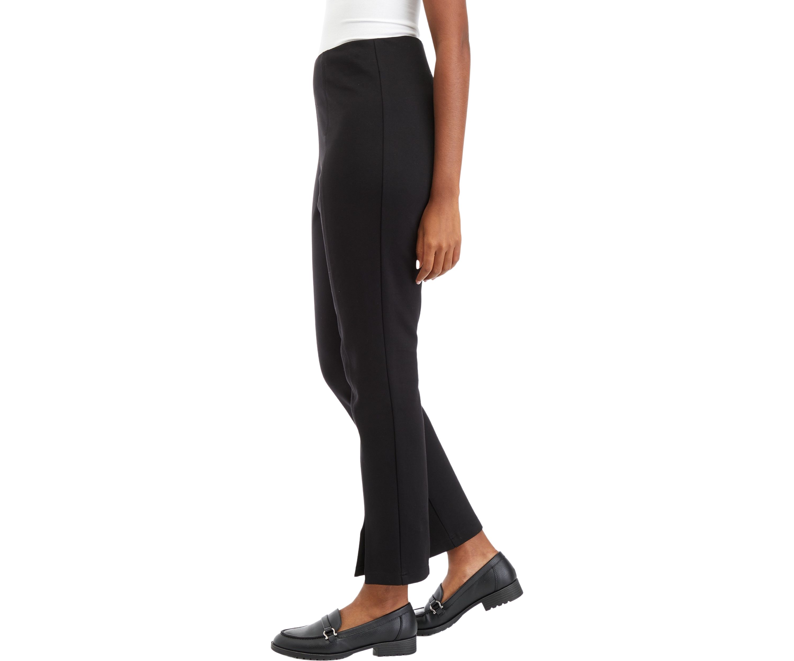 Womens High Rise Split Hem Straight Ponte Pants