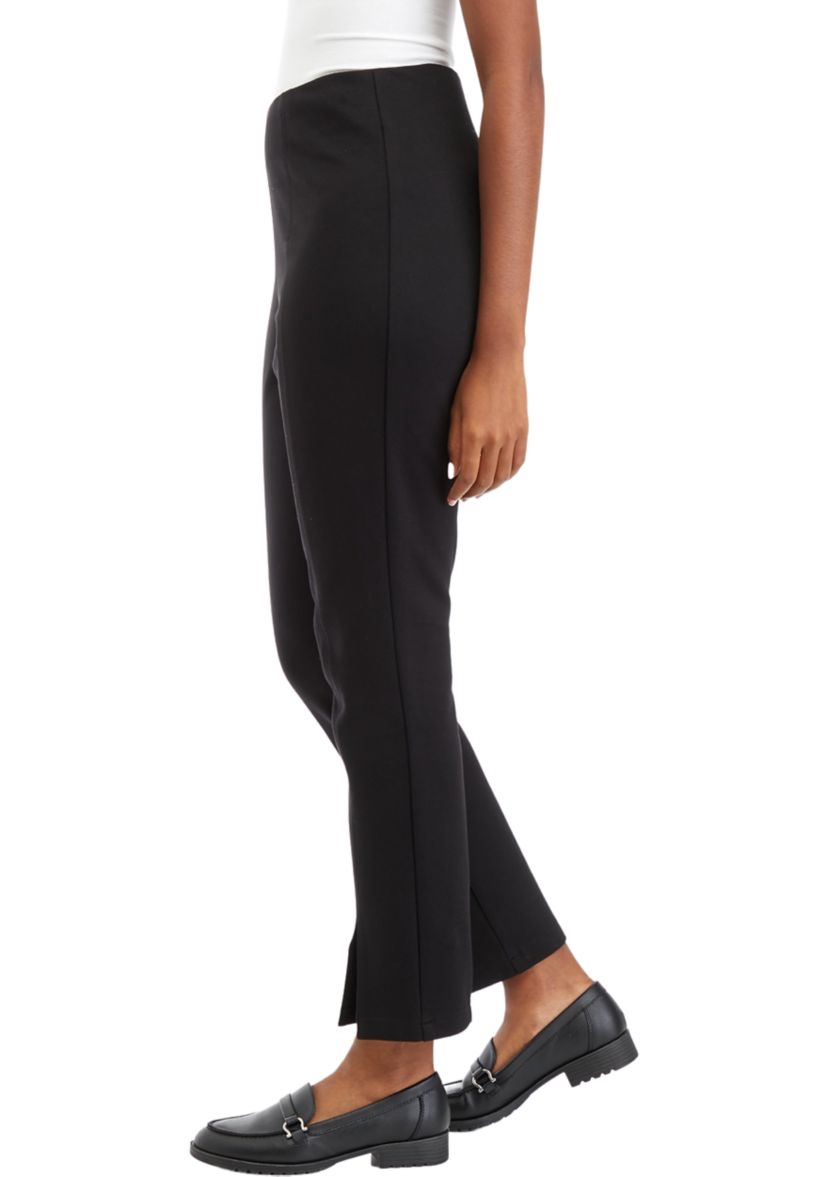 Womens High Rise Split Hem Straight Ponte Pants